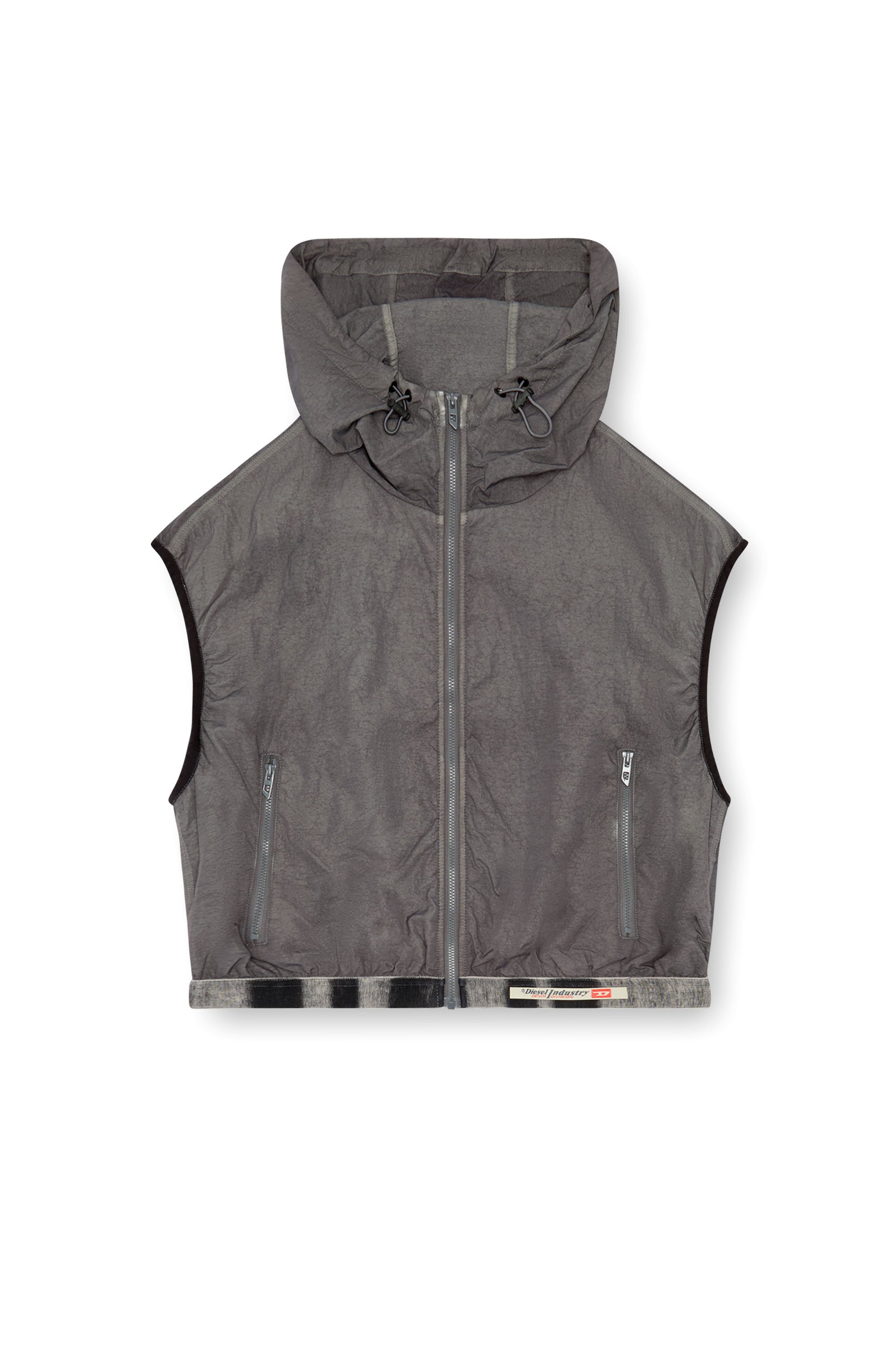 Diesel - G-RANT, Woman's Hooded vest in recycled nylon in Grey - 3