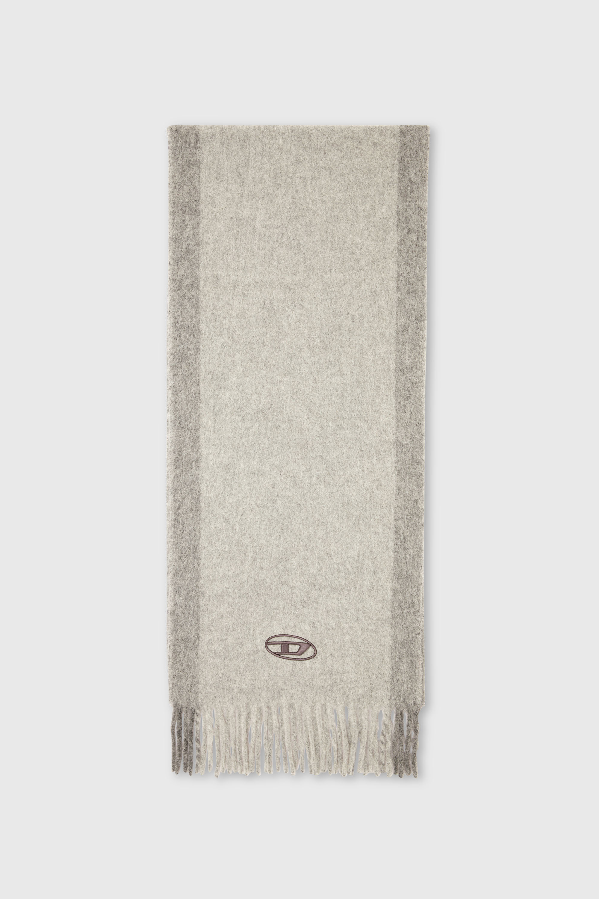 Diesel - S-OLID, Man's Wool-blend scarf with contrast stripes in Grey - 1