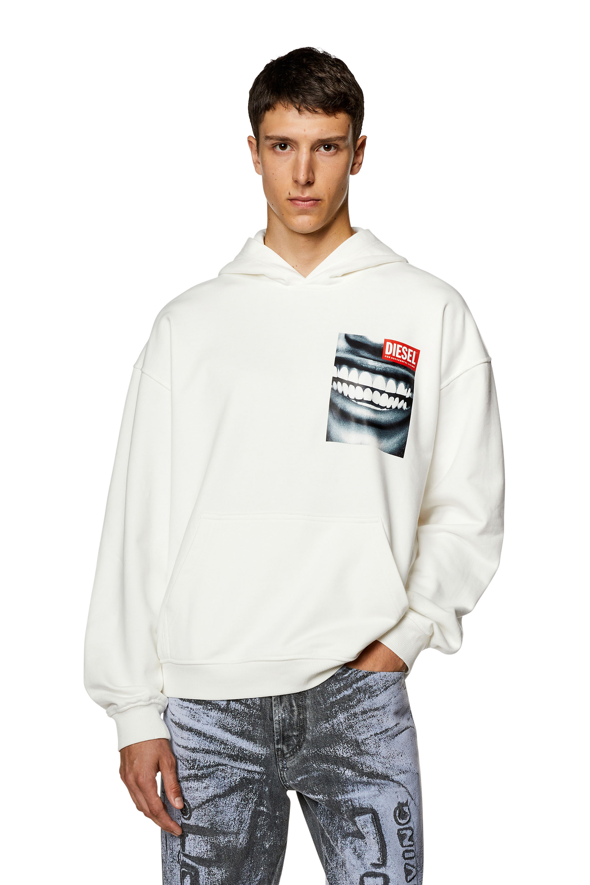 Diesel - S-NABEL-HOOD-FACE, White - Image 1