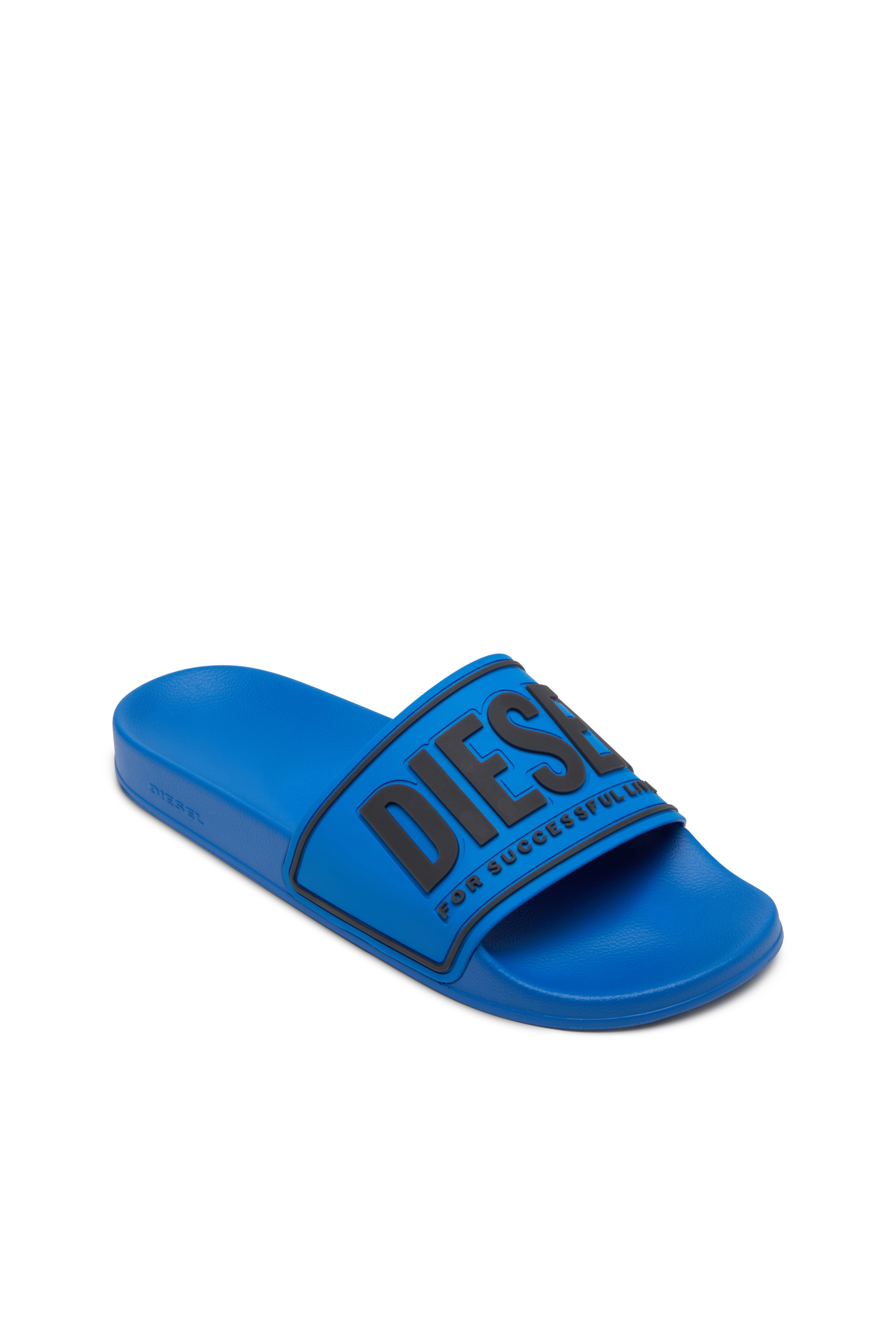 Diesel - SA-MAYEMI CC, Man's Sa-Mayemi-Pool slides with 3D logo in Blue/Black - 6