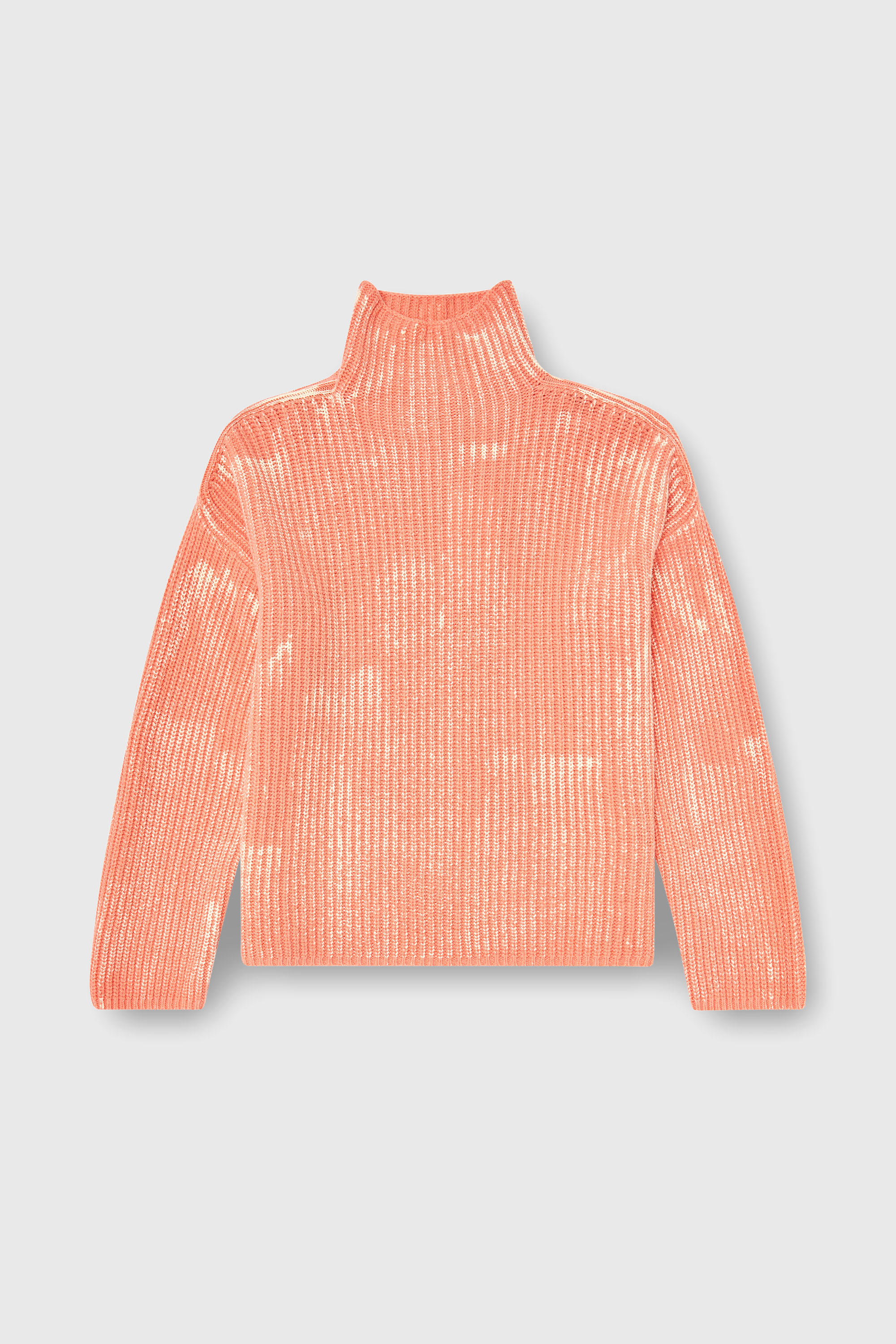 Diesel - M-AMET, Woman's Funnel-neck jumper in ribbed wool blend in Coral Rose - 1