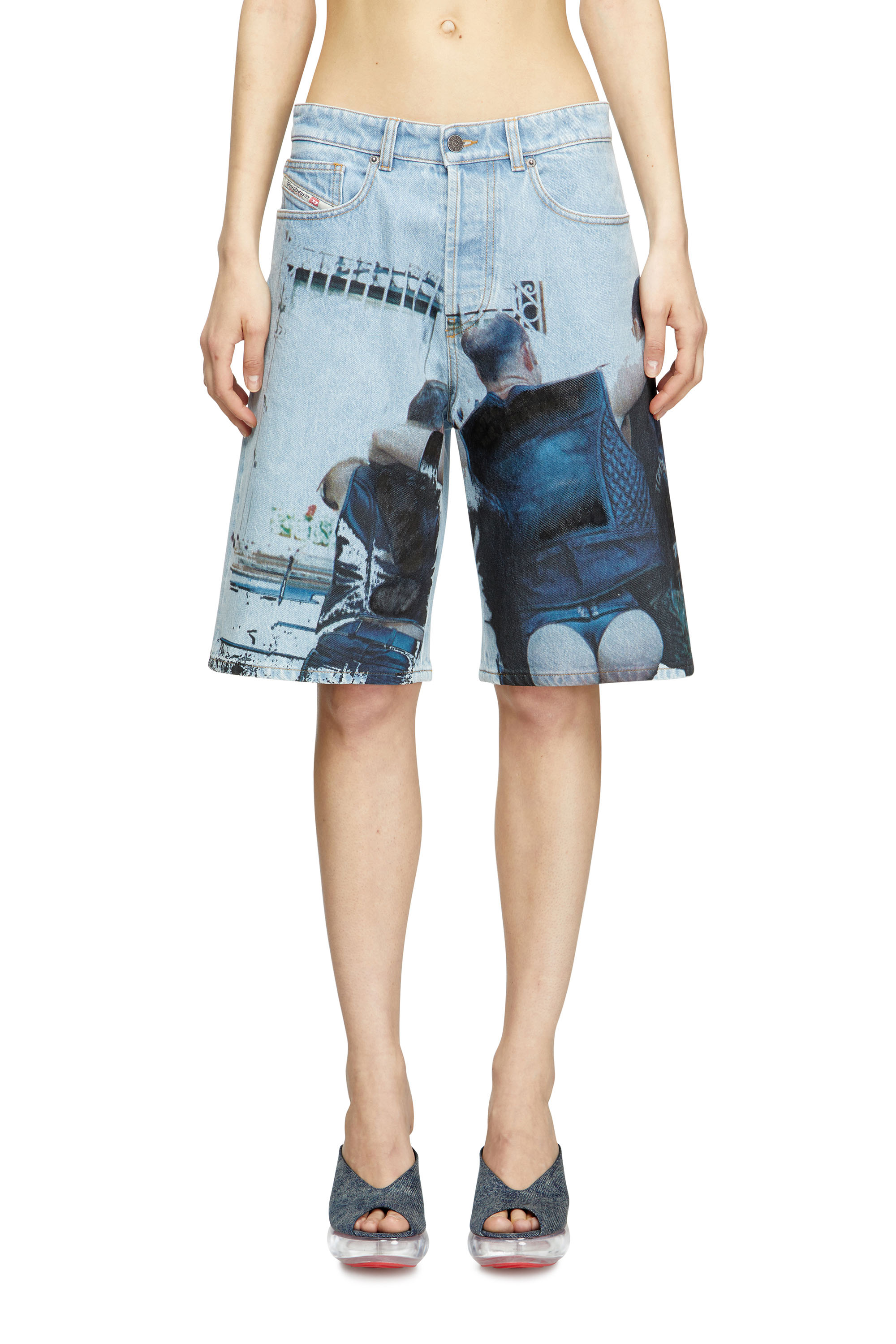 Diesel - PR-D-RIXFORD-S, Unisex's Denim shorts with faded print in Light Blue - 4