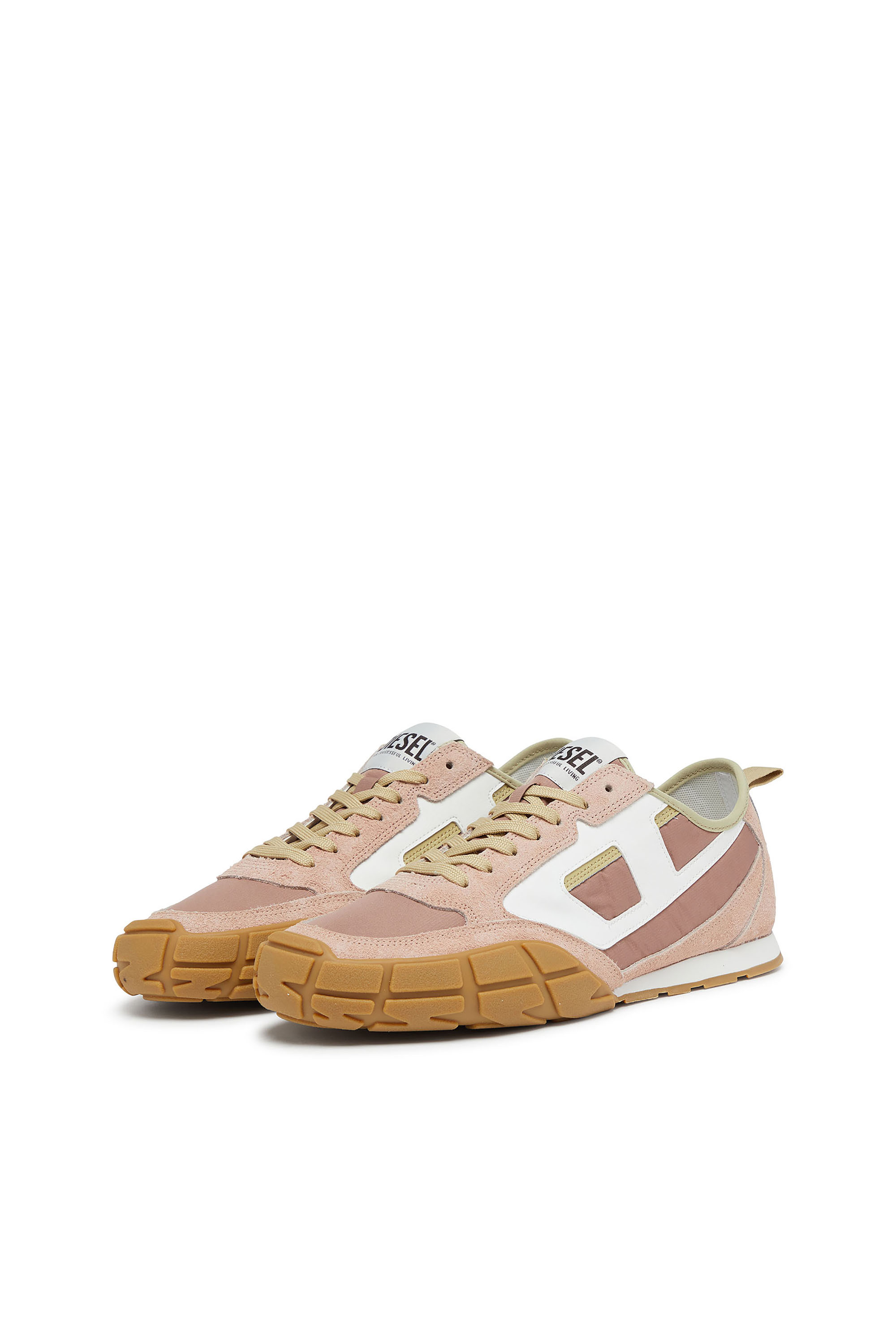 Diesel - S-PAGODHA LOW W, Woman's S-Pagodha-Sneakers in leather, suede and ripstop in Pink/White - 7