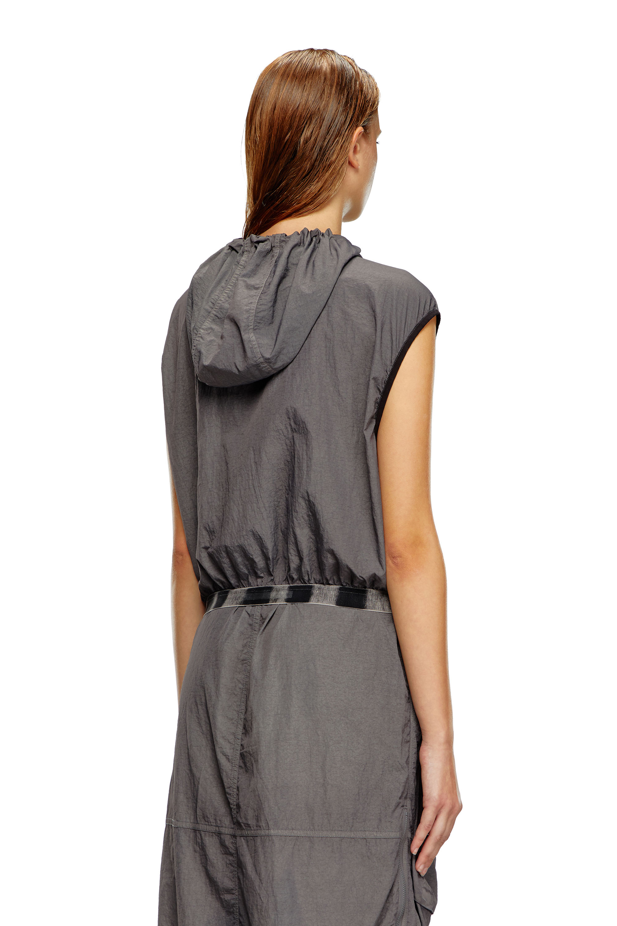 Diesel - G-RANT, Woman's Hooded vest in recycled nylon in Grey - 4