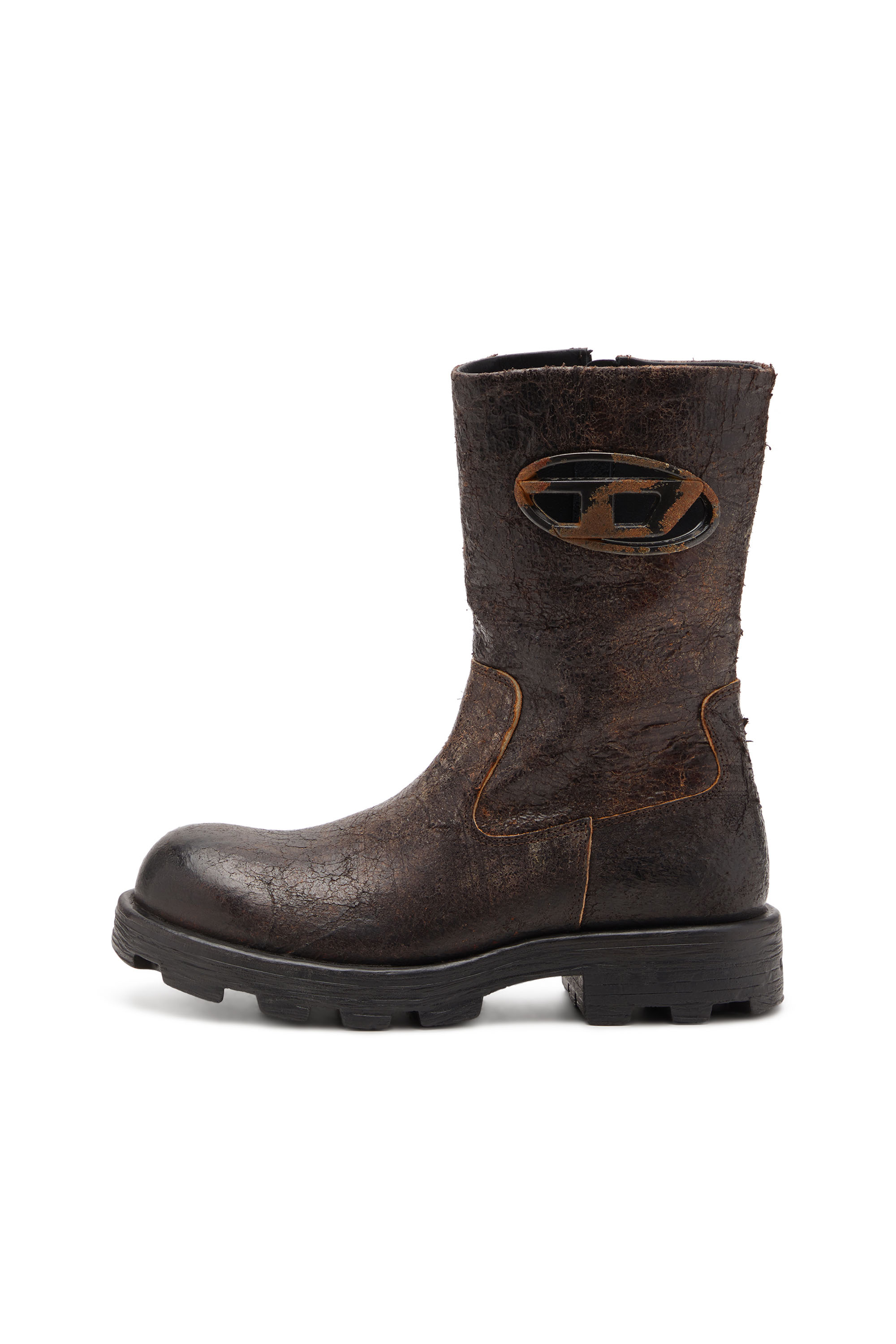 D-HAMMER BKR D W, Brown Diesel - D-HAMMER BKR D W, Woman's D-Hammer-Biker boots in distressed crackled suede in Brown - 7