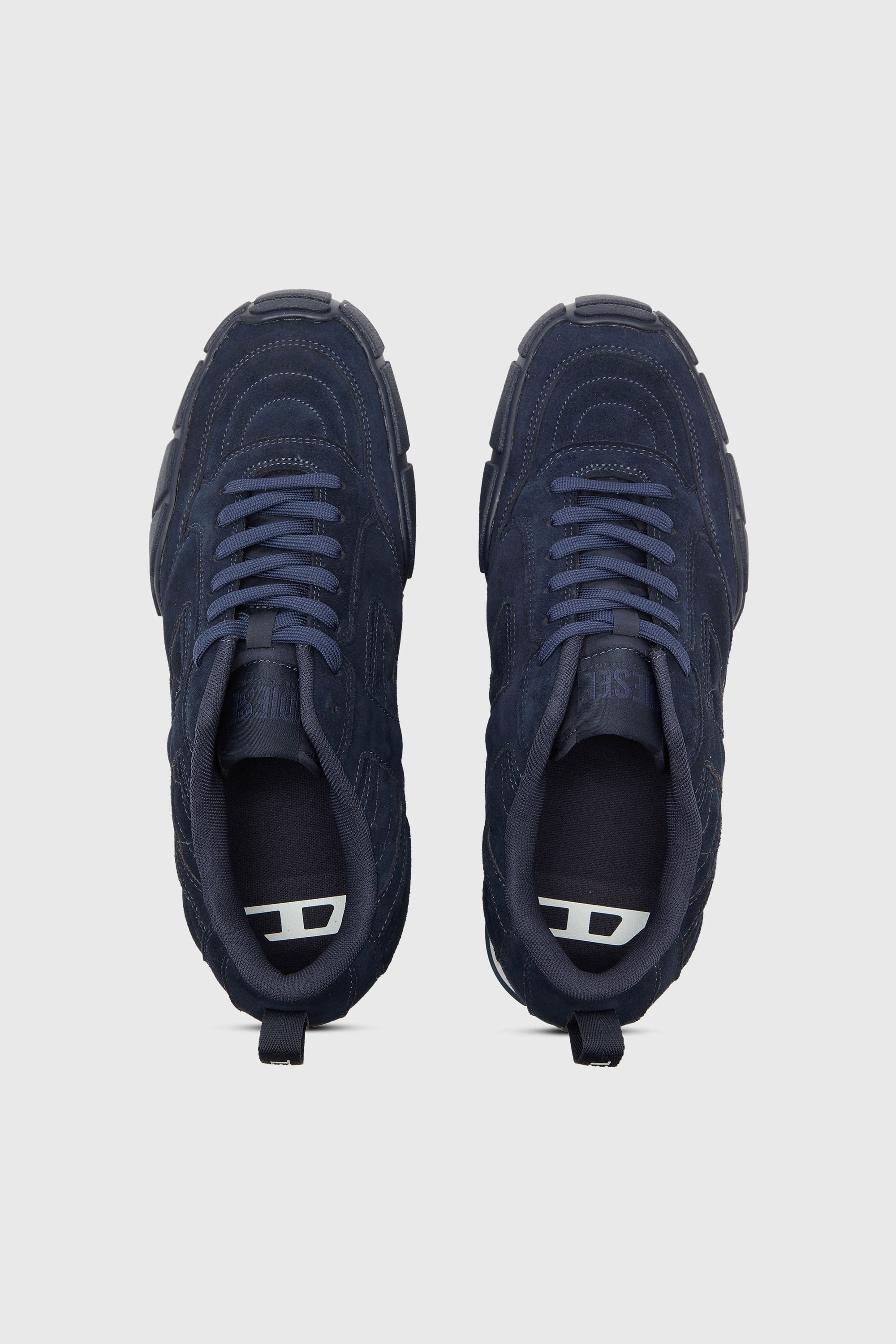 Diesel - S-PAGODHA LOW, Man's S-Pagodha-Quilted suede sneakers in Dark Blue - 4