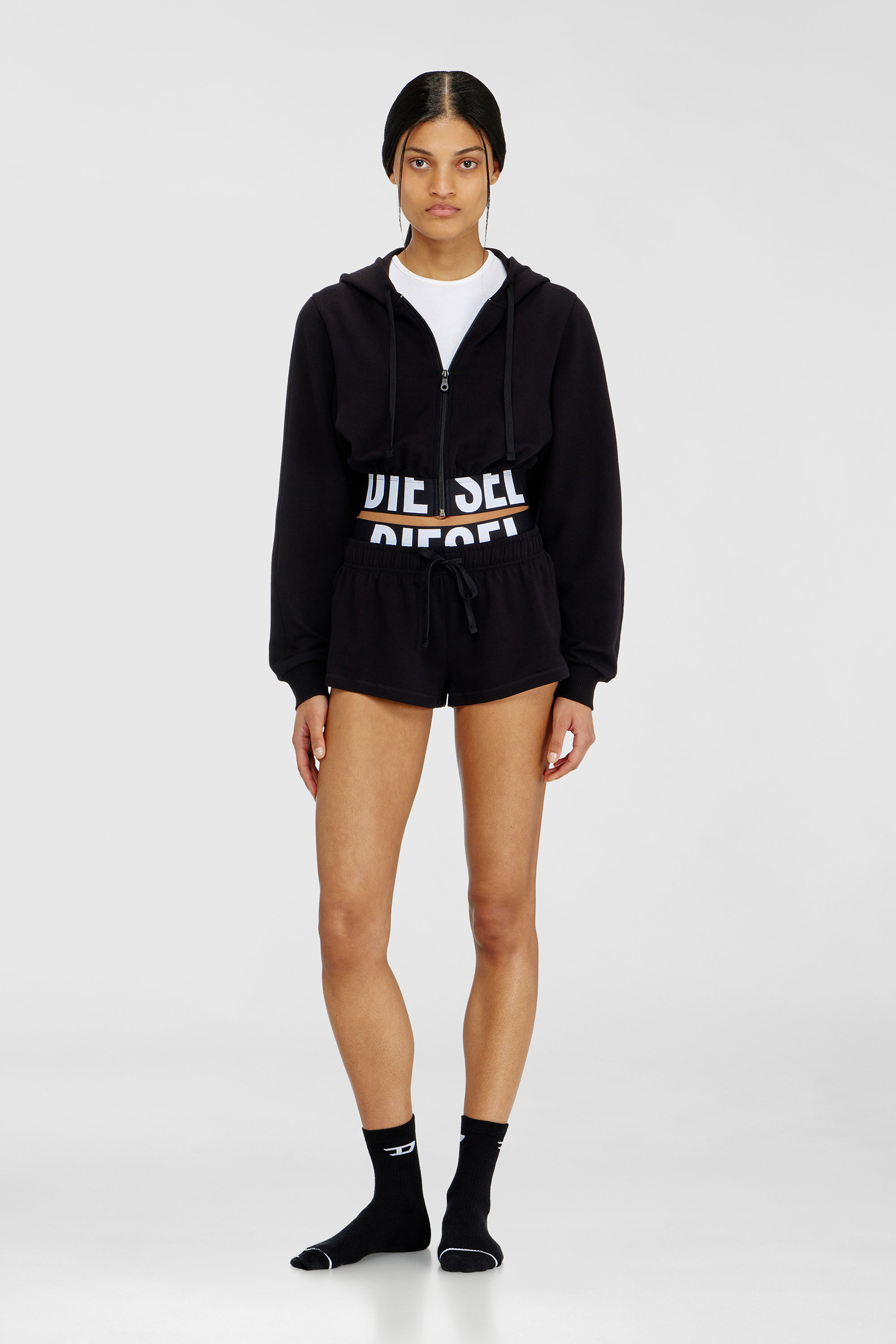Cropped hoodie with logo band
