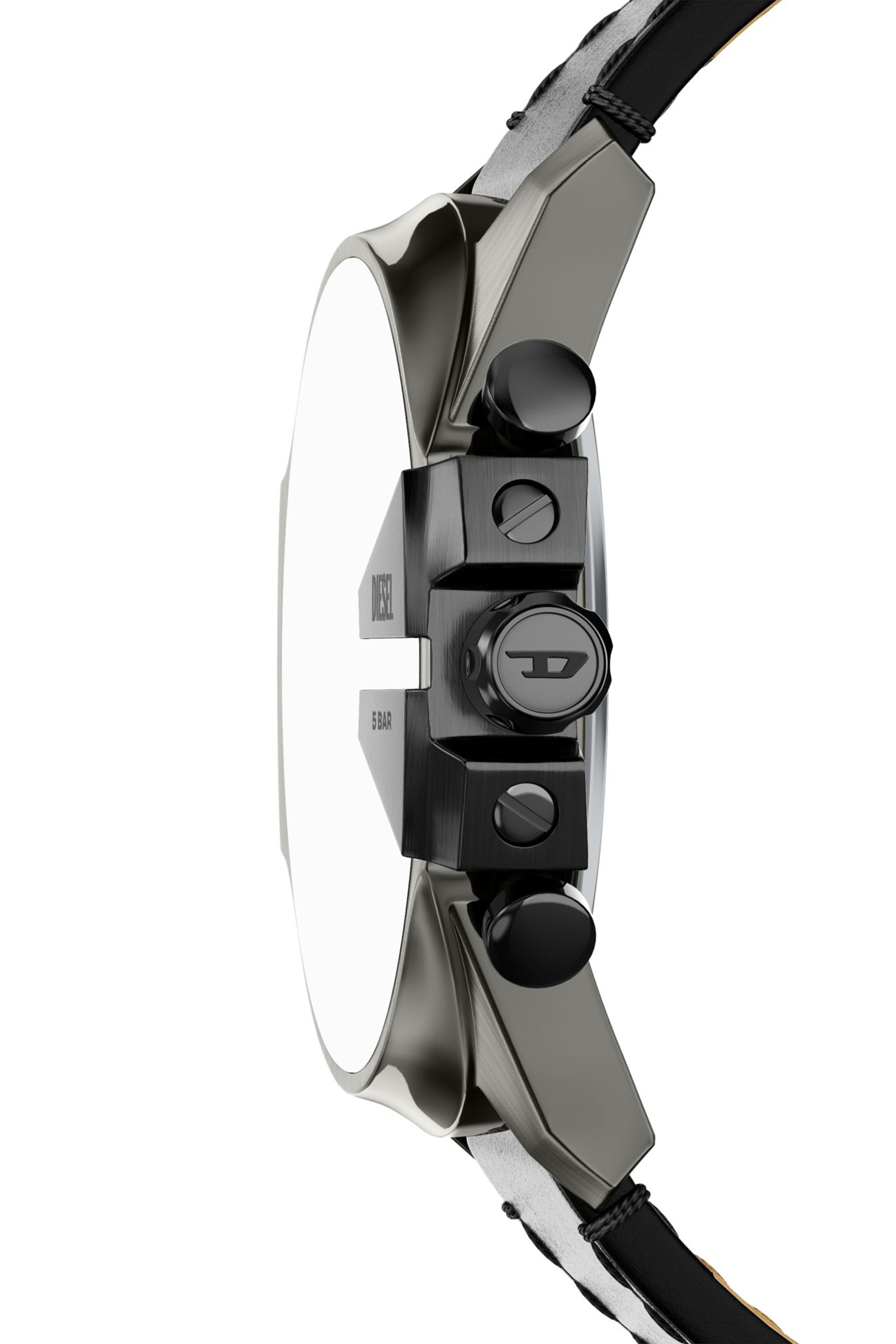Diesel - DZ4714 WATCH, Man's Mega Chief Slim black leather watch in Black - 3