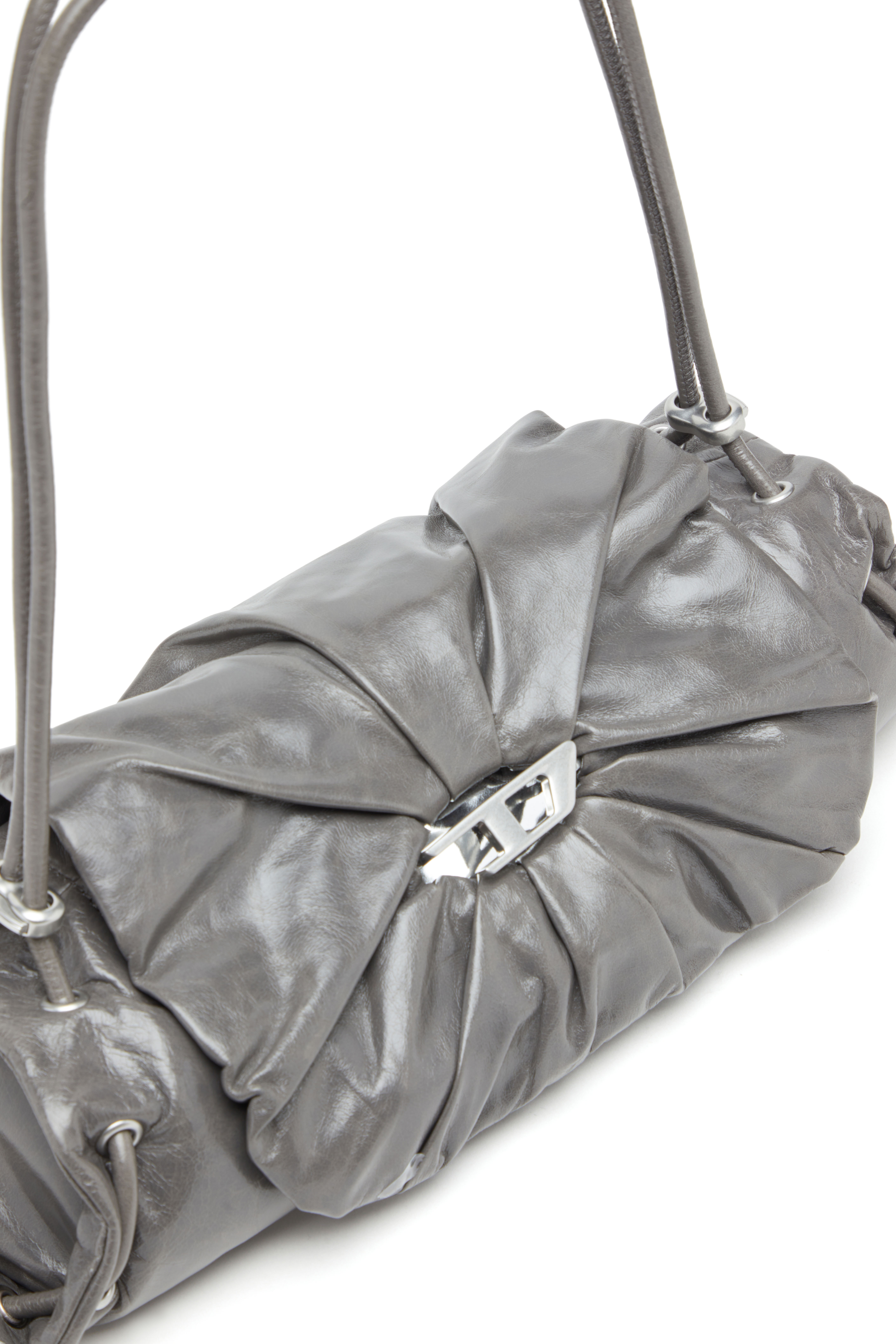 Diesel - SCRUNCH-D SHOULDER S, Woman's Shoulder bag in scrunched leather in Grey - 5