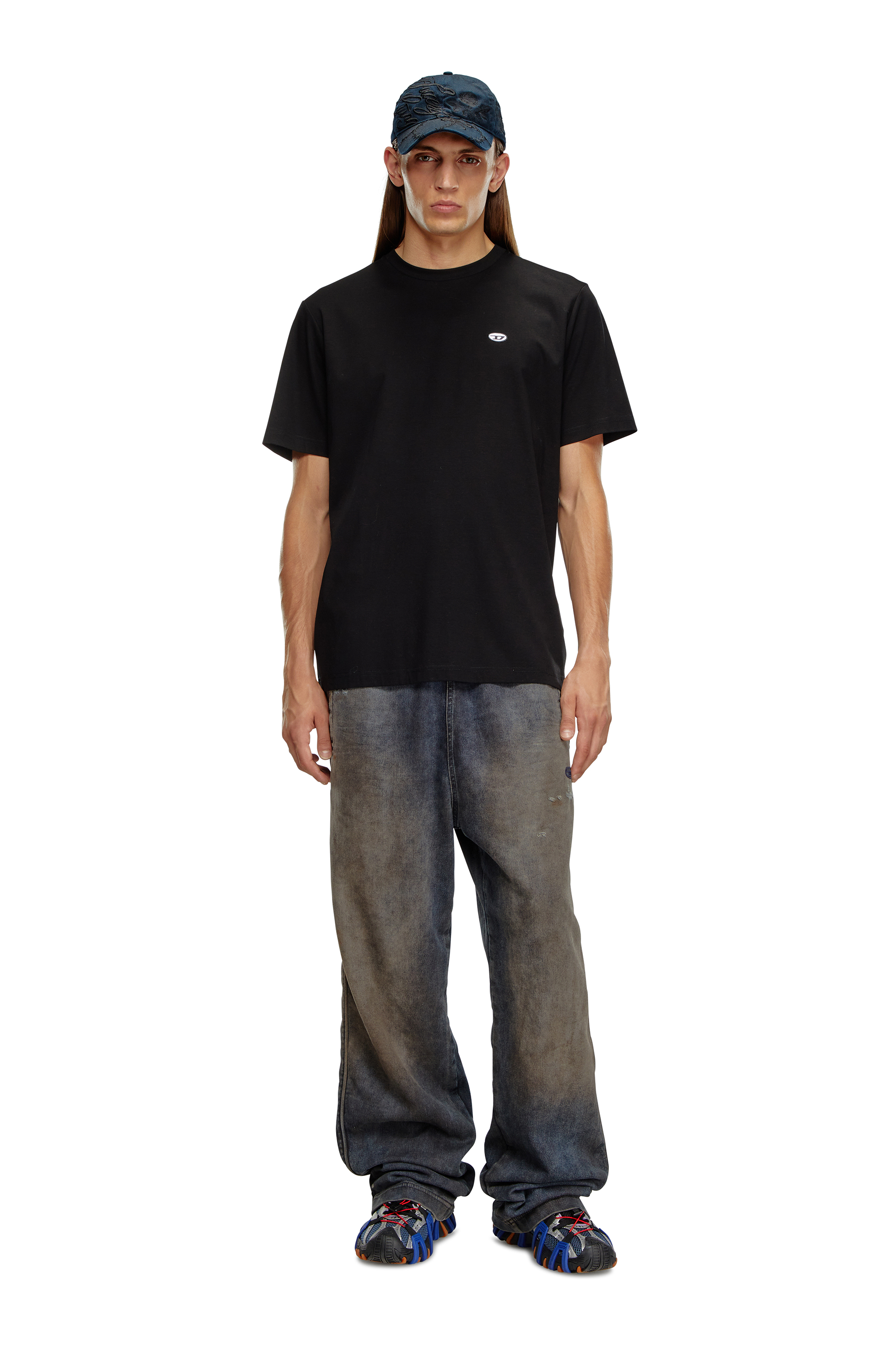 Diesel - T-JUST-DOVAL-PJ, Man's T-shirt with oval D patch in Black - 2