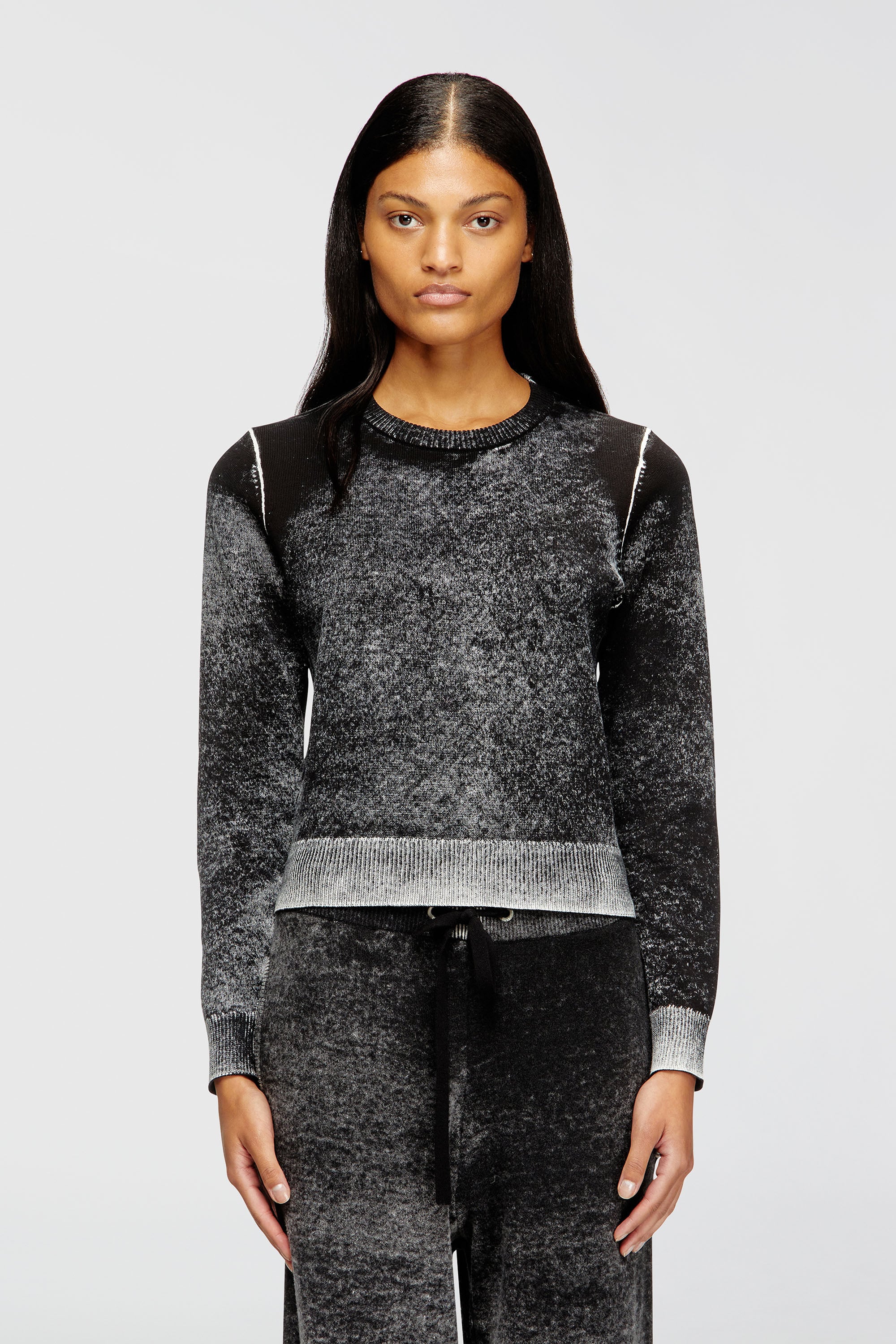 Diesel - M-LOVRE, Woman's Jumper with faded reverse print in Grey/Black - 1