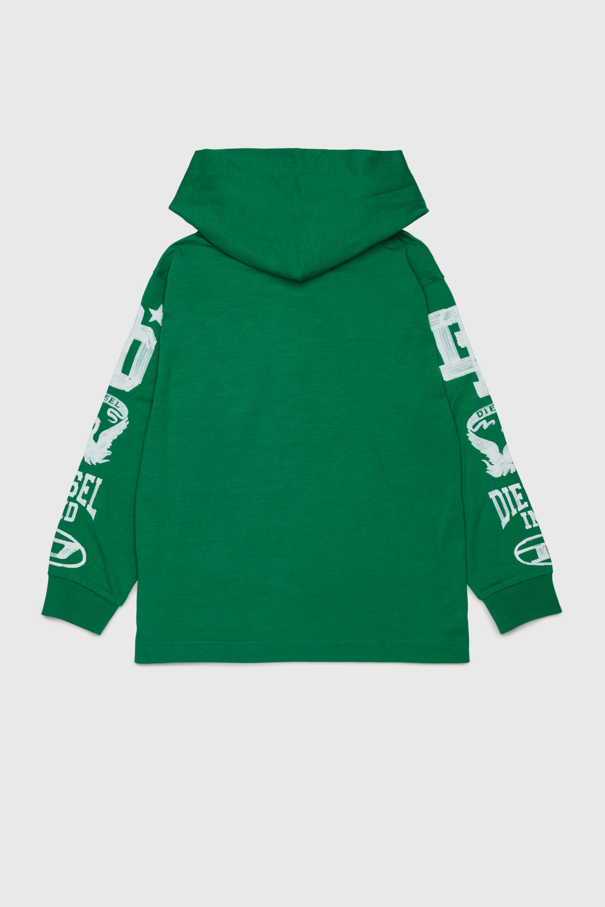 Diesel - TBUNDY OVER, Man's Hooded long-sleeve T-shirt with varsity graphics in Green - 2