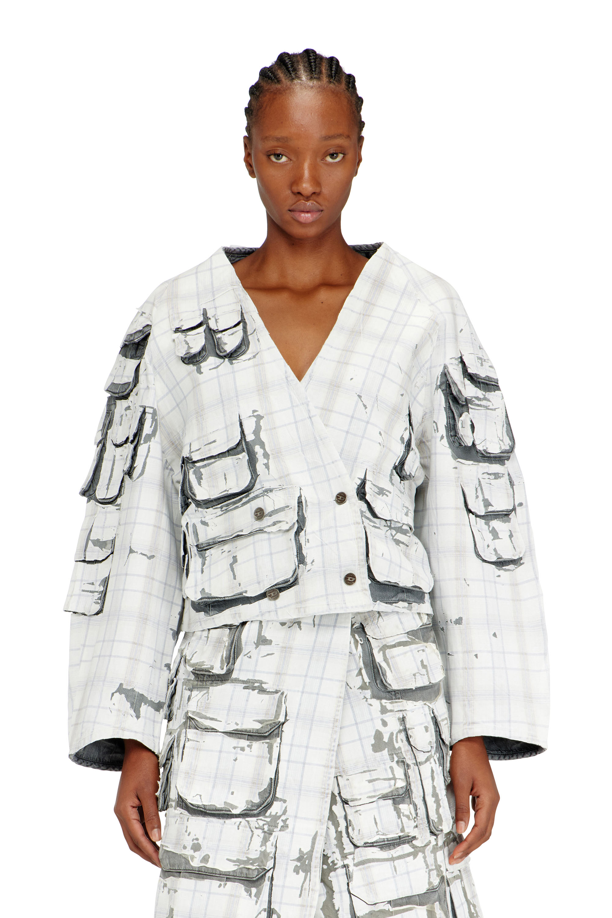 Diesel - DE-TALBAR-FSI, Woman's Denim cardi jacket with peel-off effect in null - 3