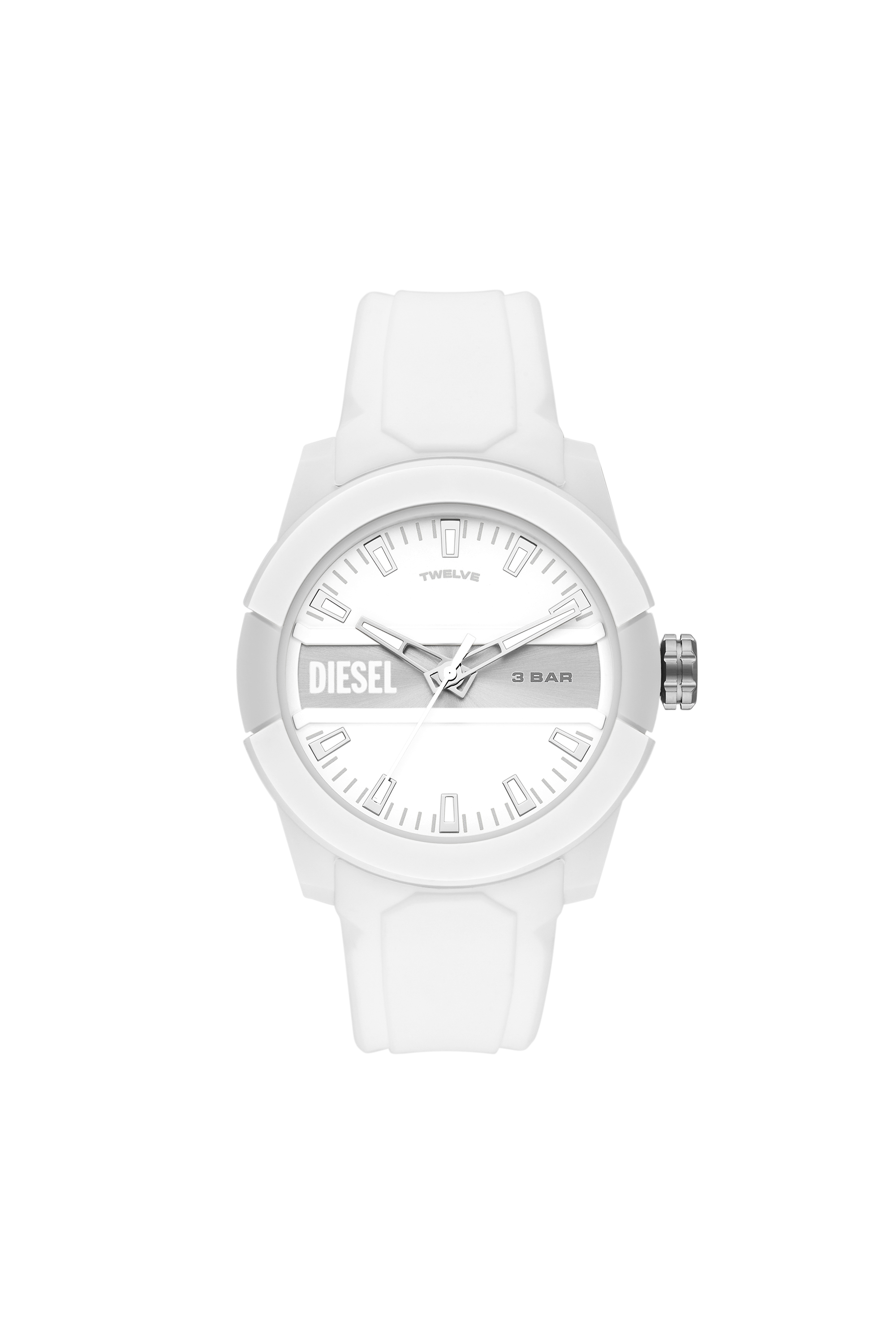 Diesel - DZ1981, Unisex's Double up three-hand white silicone watch in White - 1