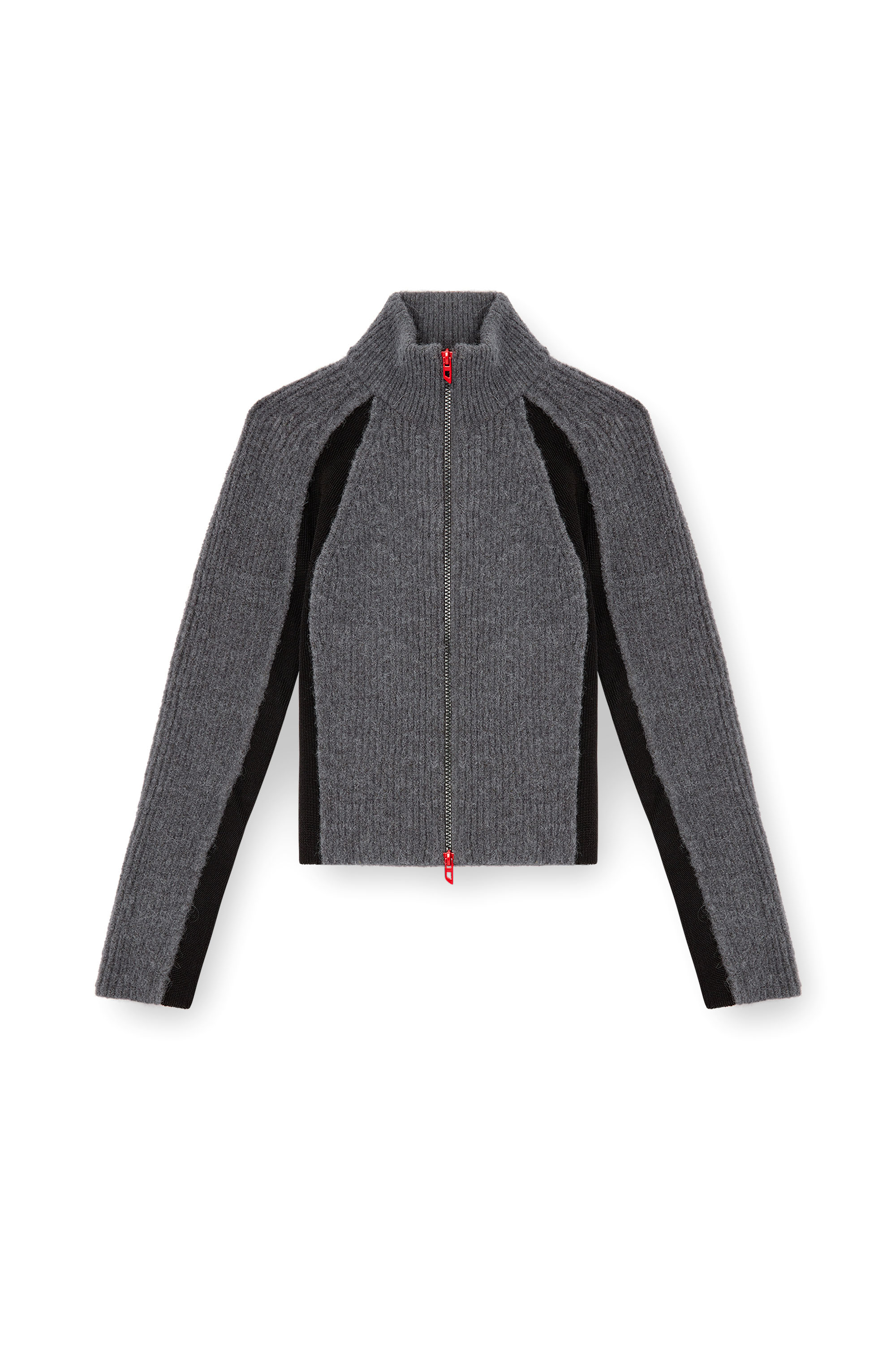 Diesel - M-LOUISE, Woman's Alpaca-blend cardigan with contrast inserts in Grey - 2