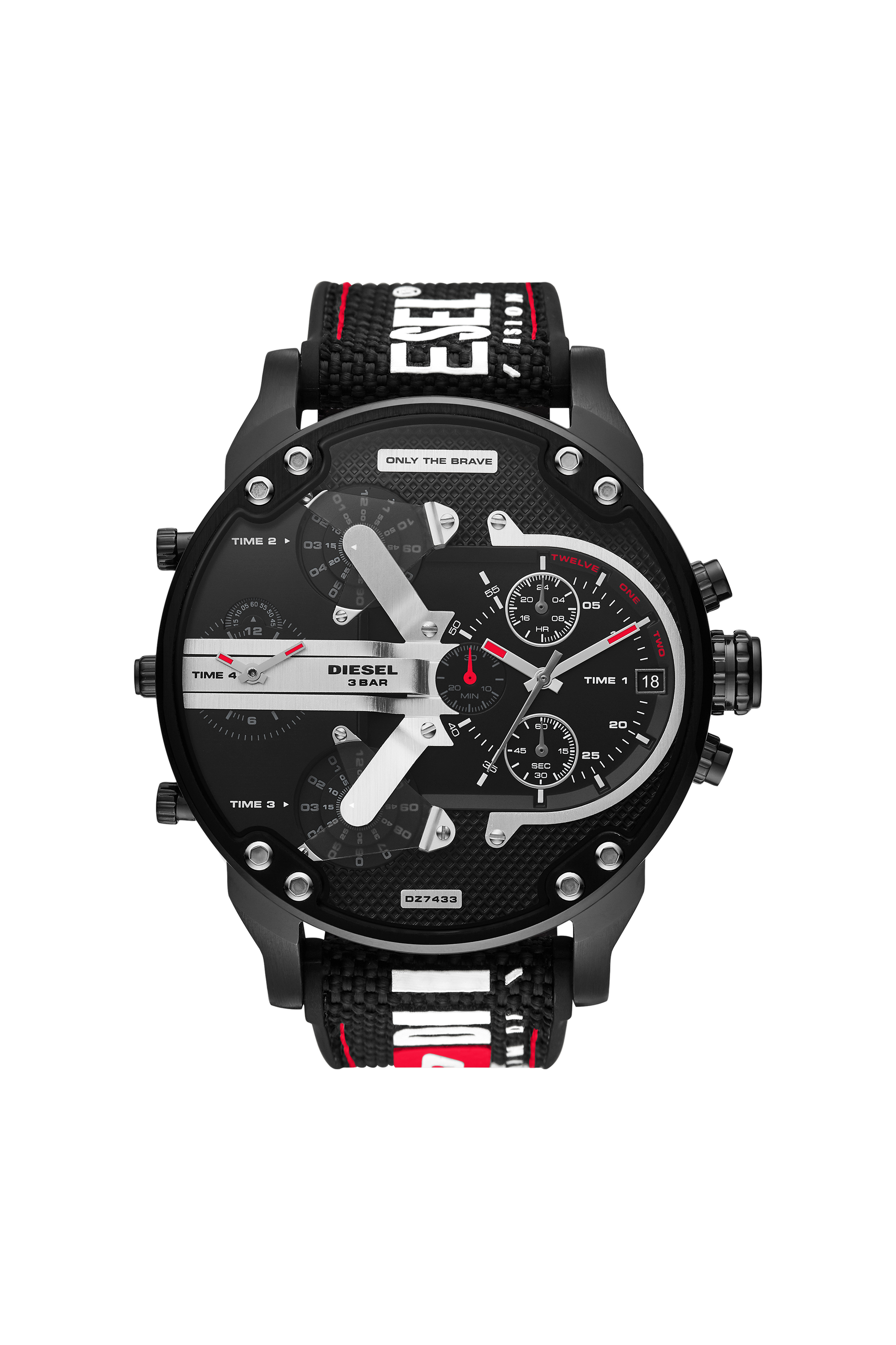 Diesel - DZ7433, Man's Mr. Daddy 2.0 chronograph black nylon and silicone watch in Black - 1