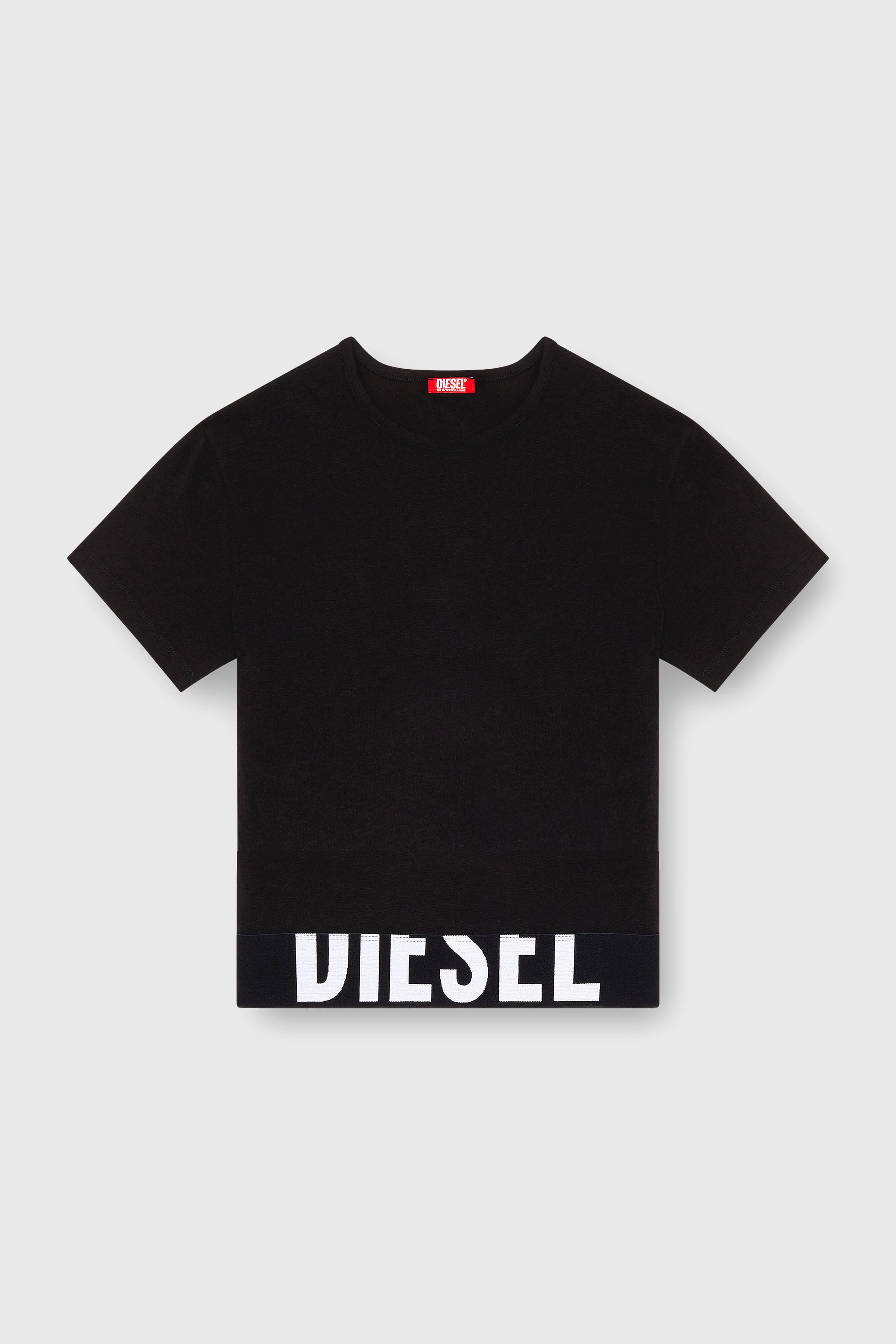 Diesel - UFTEE-SPORT-CROPPED-T-SHIRT, Woman's Sporty cropped top with logo band in Black - 2