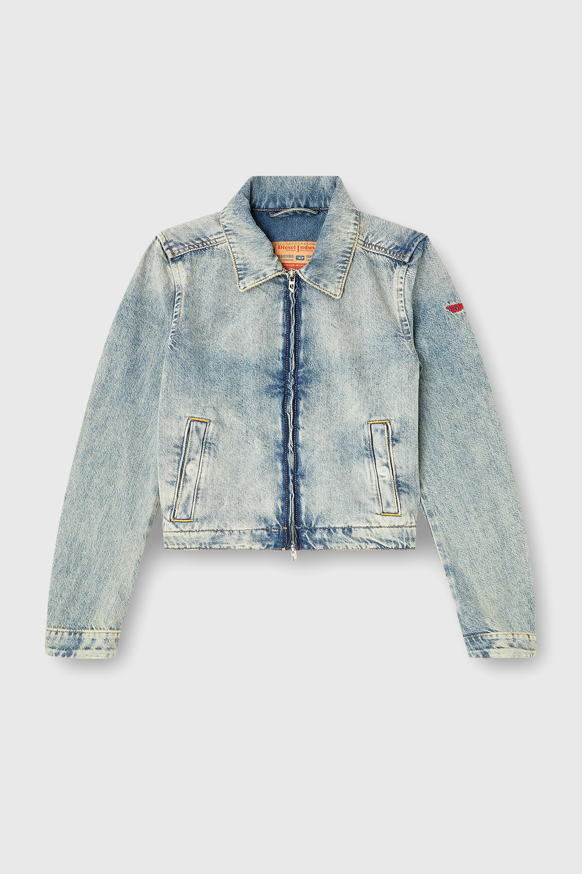 Diesel - DE-CORB, Woman's Jacket in dirt-effect fluid denim in Light Blue - 2