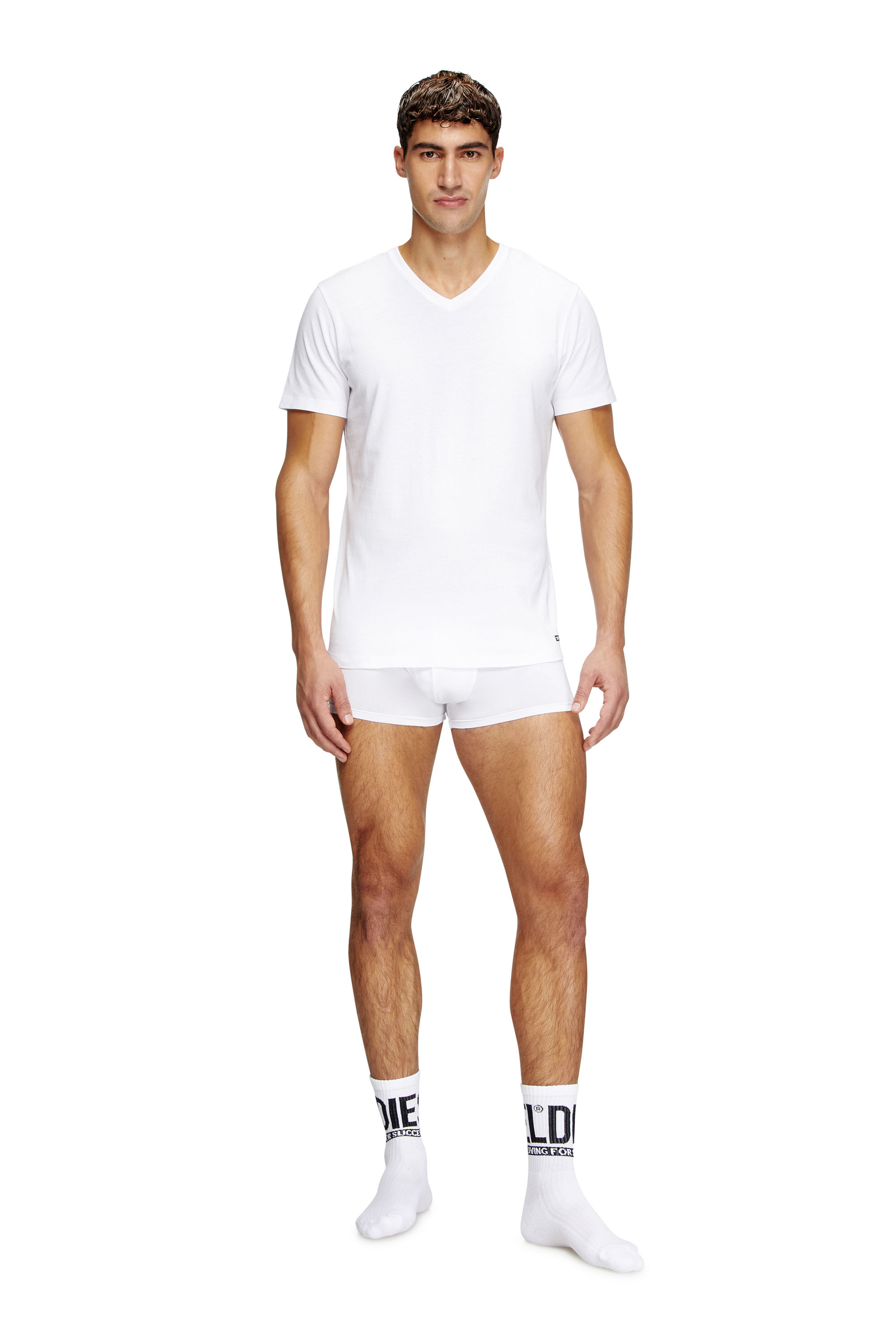 Diesel - MICHAEL-D-BOX-3PACK, Man's Three-pack of V-neck T-shirts in White - 1