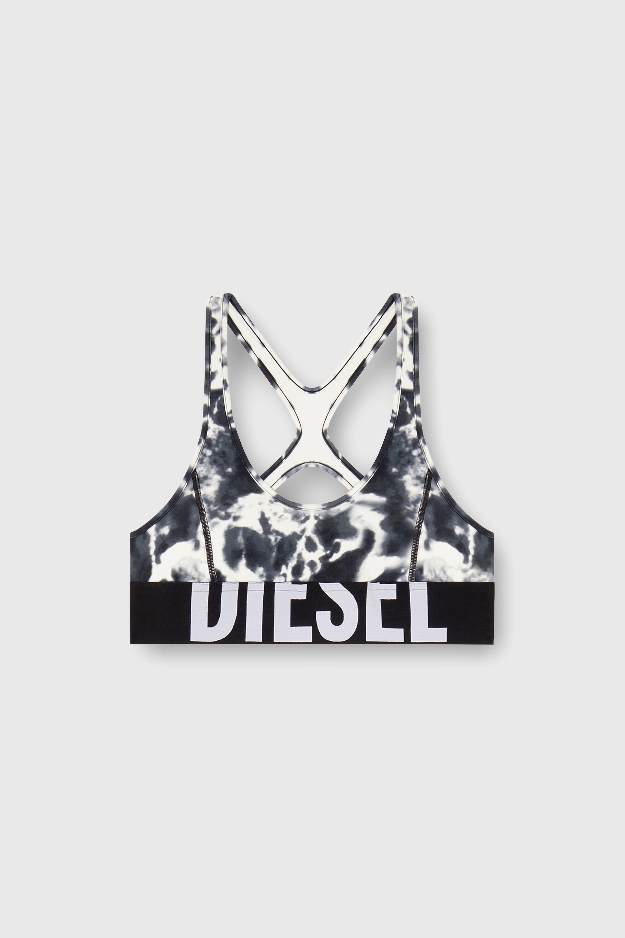 Diesel - ALLISON-D-POP, Woman's Sports bra in printed microfibre in White/Black - 1