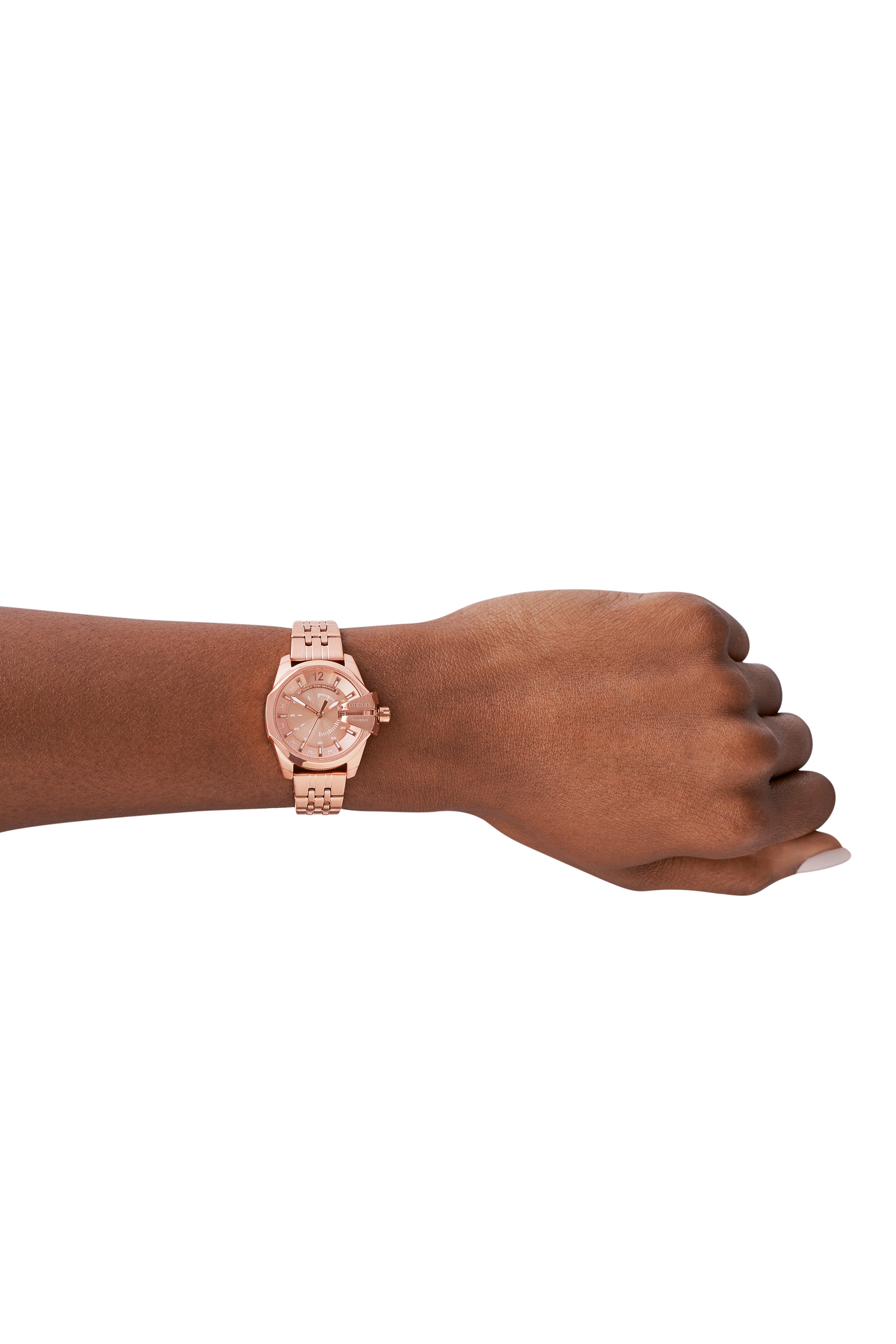 Diesel - DZ5602, Woman's Baby Chief three-hand date rose gold-tone stainless steel watch in Pink - 4