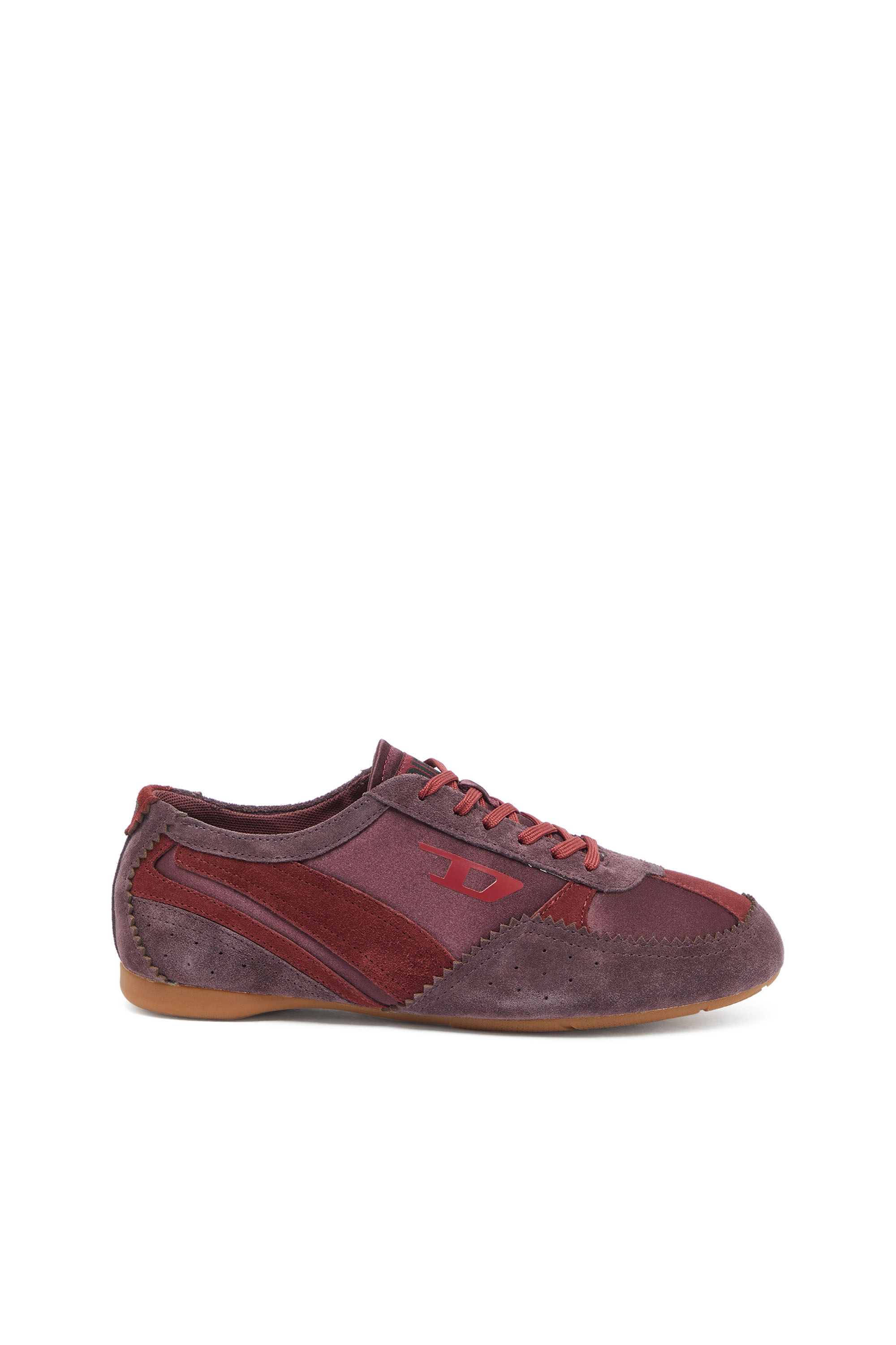 Diesel - D-MILE LOW II W, Woman's D-Mile-Flat sneakers with suede overlays in Burgundy - 1