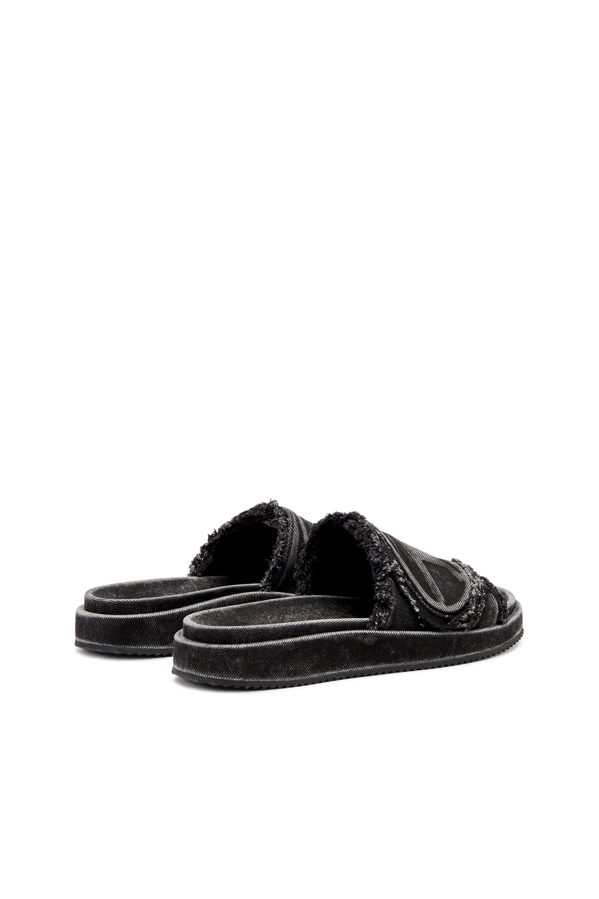 Diesel - SA-SLIDE D OVAL, Unisex's Sa-Slide D-Distressed denim slides in Black - 3