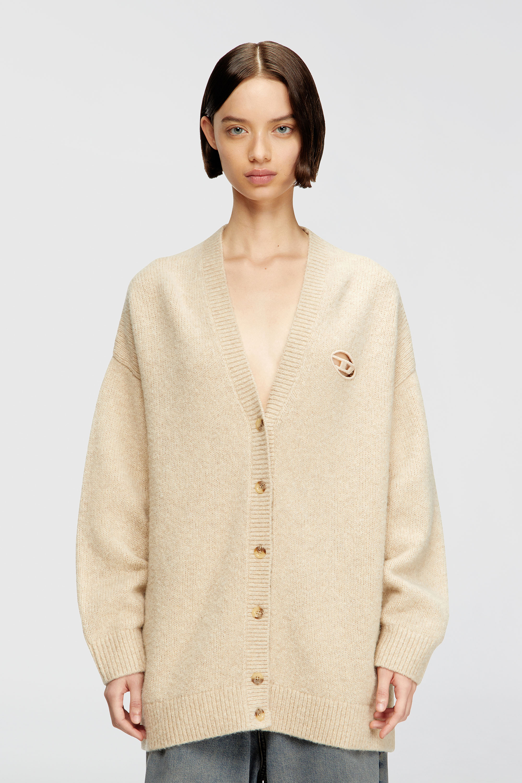 Diesel - M-AREELA, Woman's Cardigan in wool and alpaca blend in Beige - 1