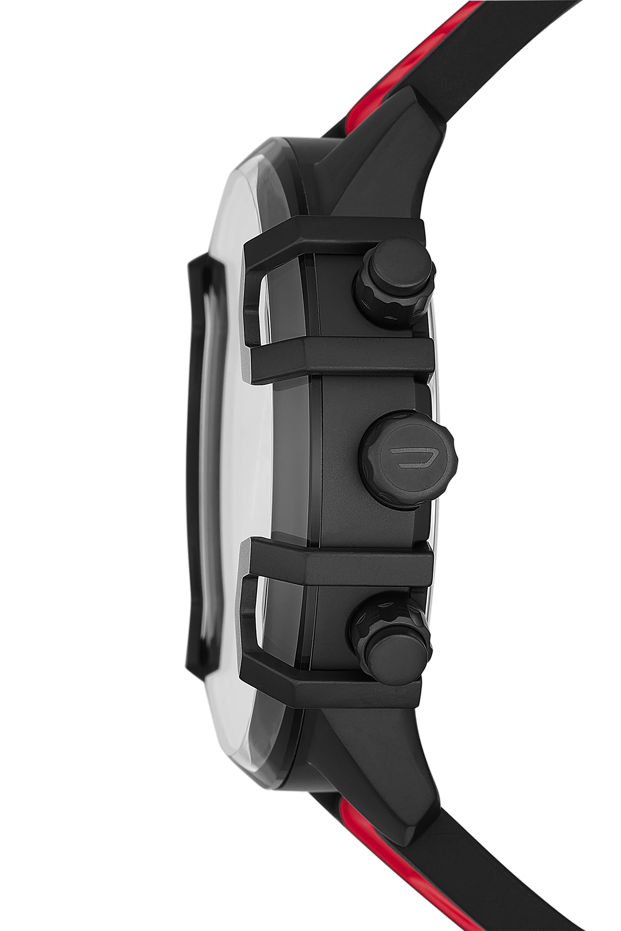 Diesel - DZ4530, Man's Griffed Chronograph Red Silicone Watch in Red/Black - 3