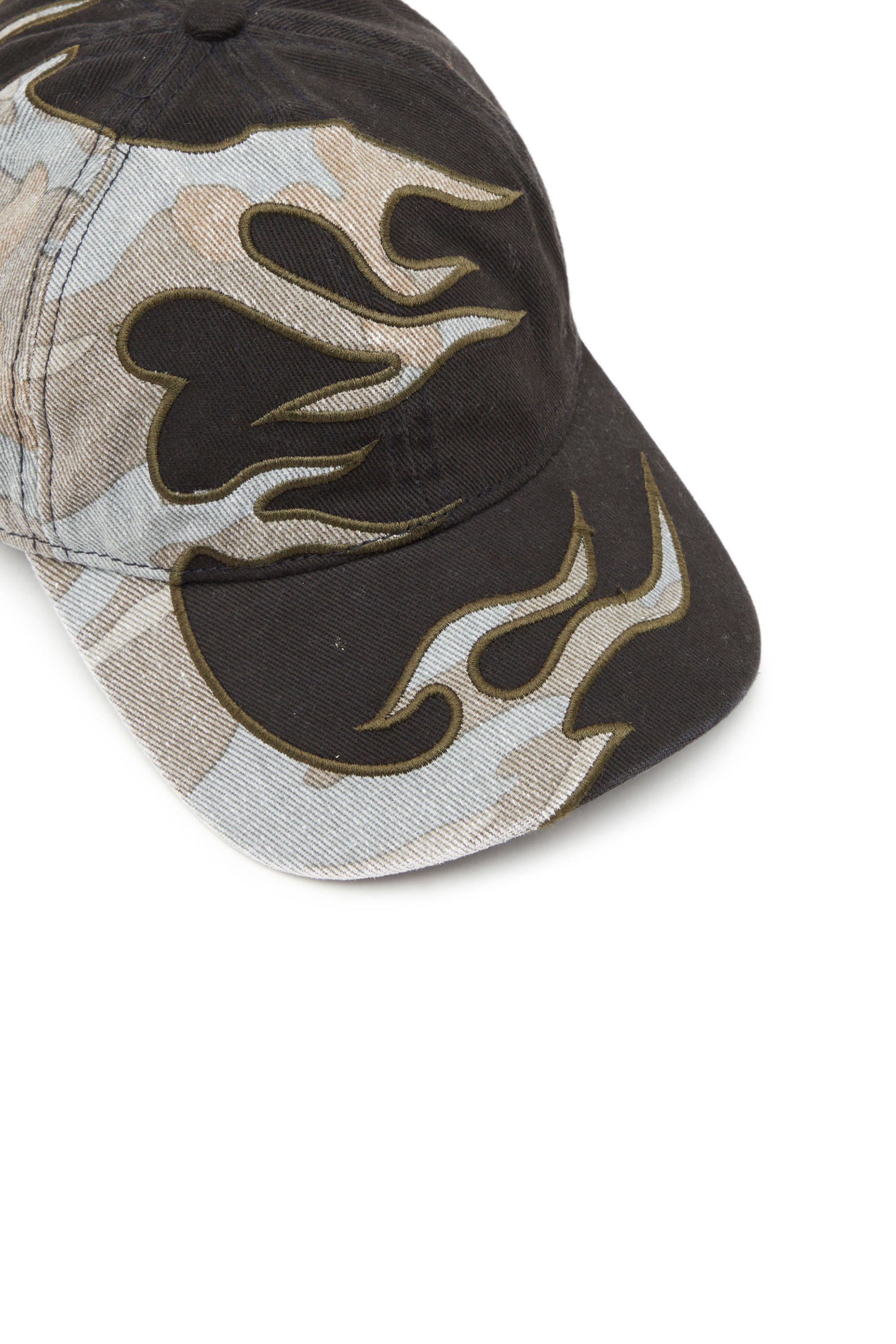 Diesel - C-FLAMA, Man's Baseball cap with camo flames in Black/Grey - 3