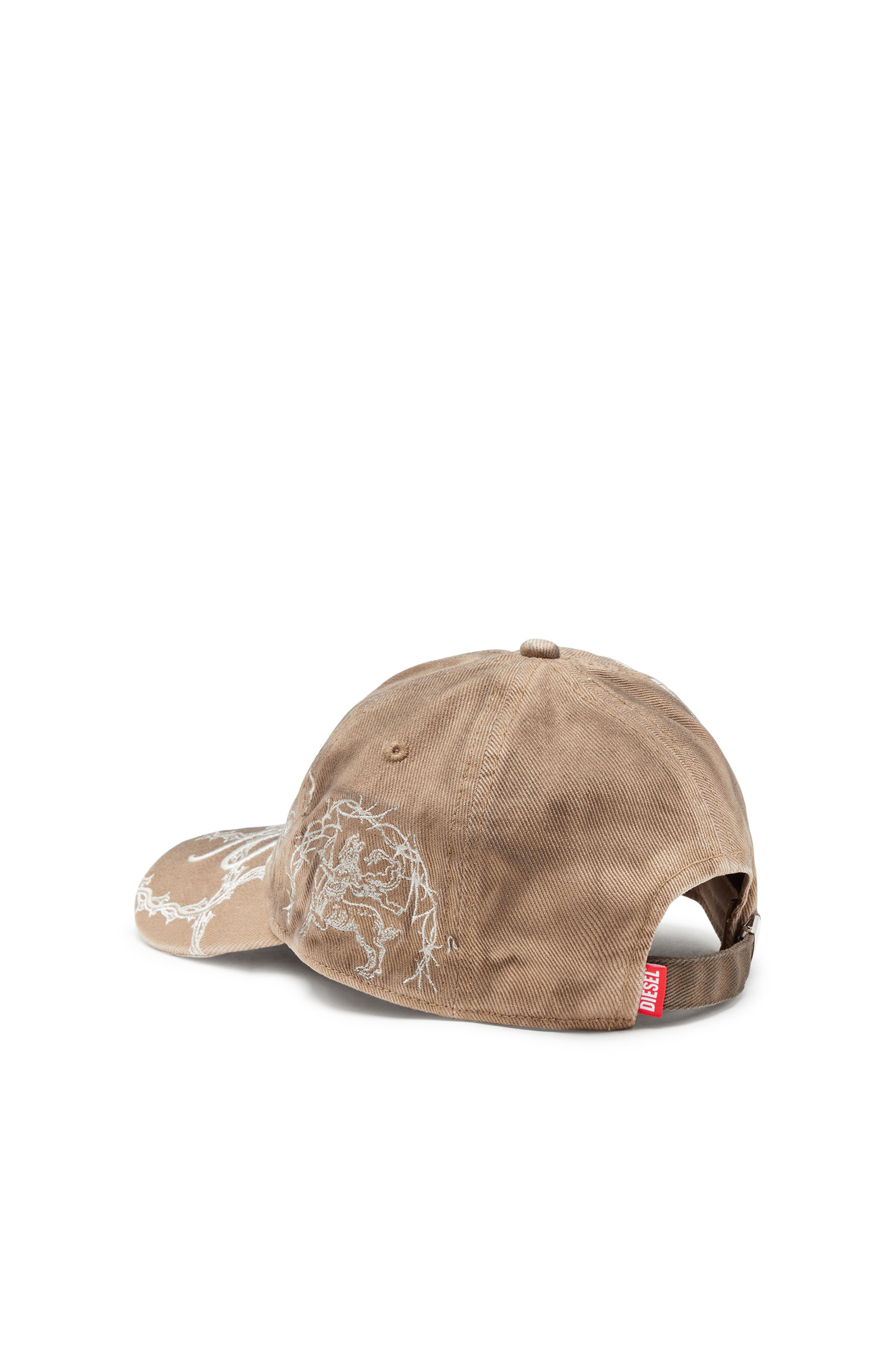 Diesel - C-THYNE, Man's Distressed embroidered baseball cap in Light Brown - 2