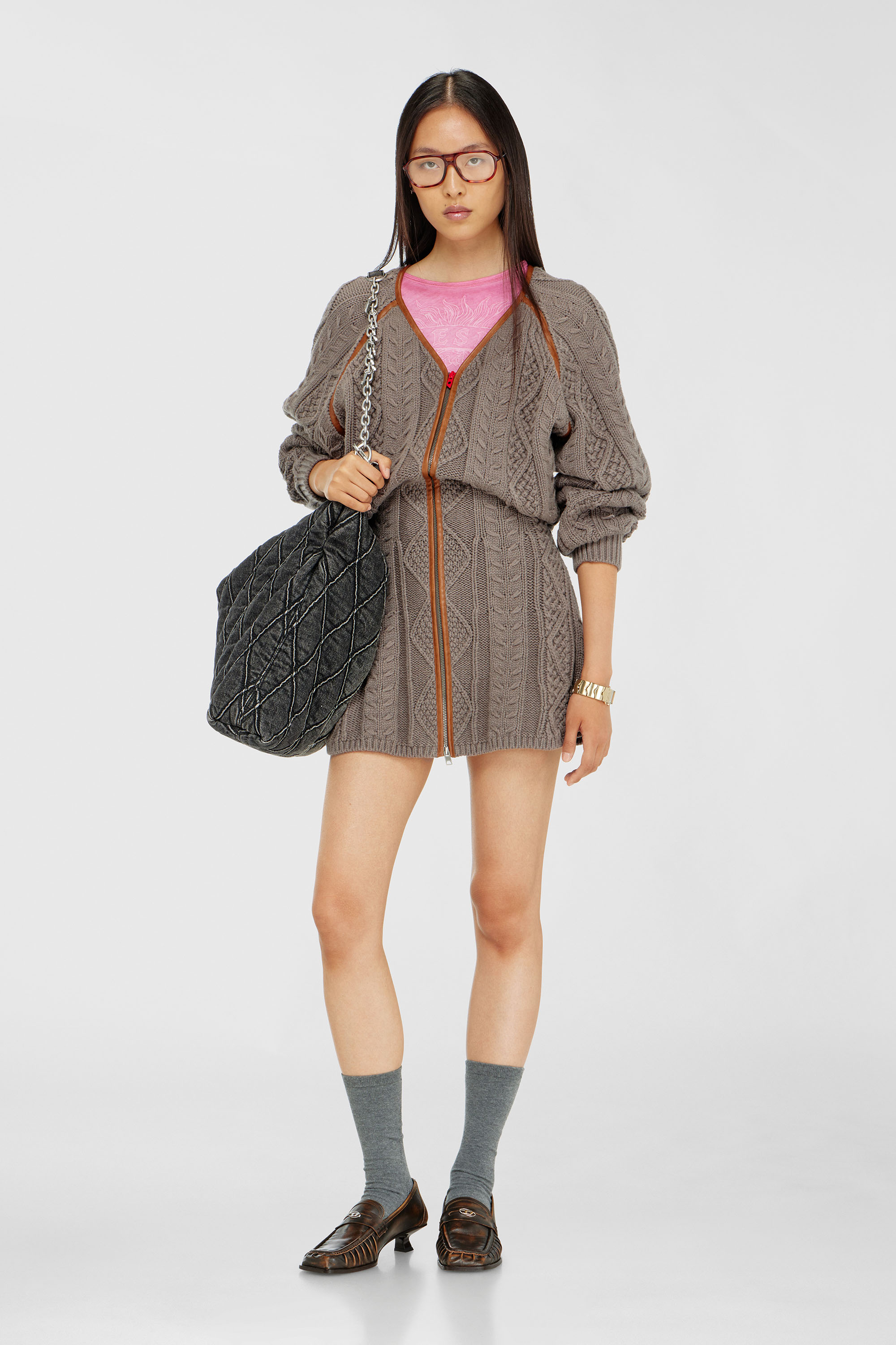 Mini cardigan dress in cable knit