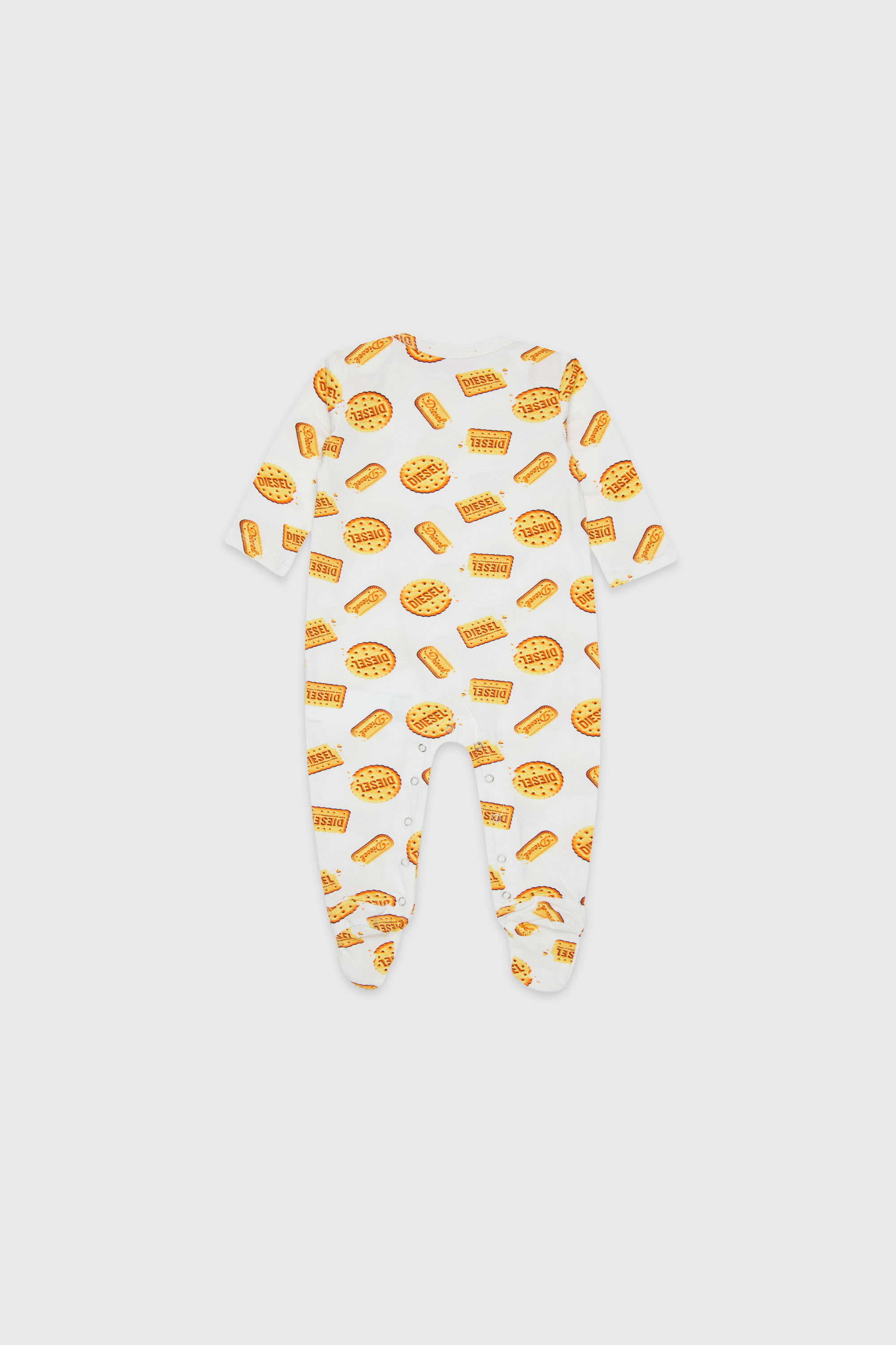 Diesel - UNNY-NB, Unisex's Newborn jumpsuit with Diesel biscuit print in White - 2