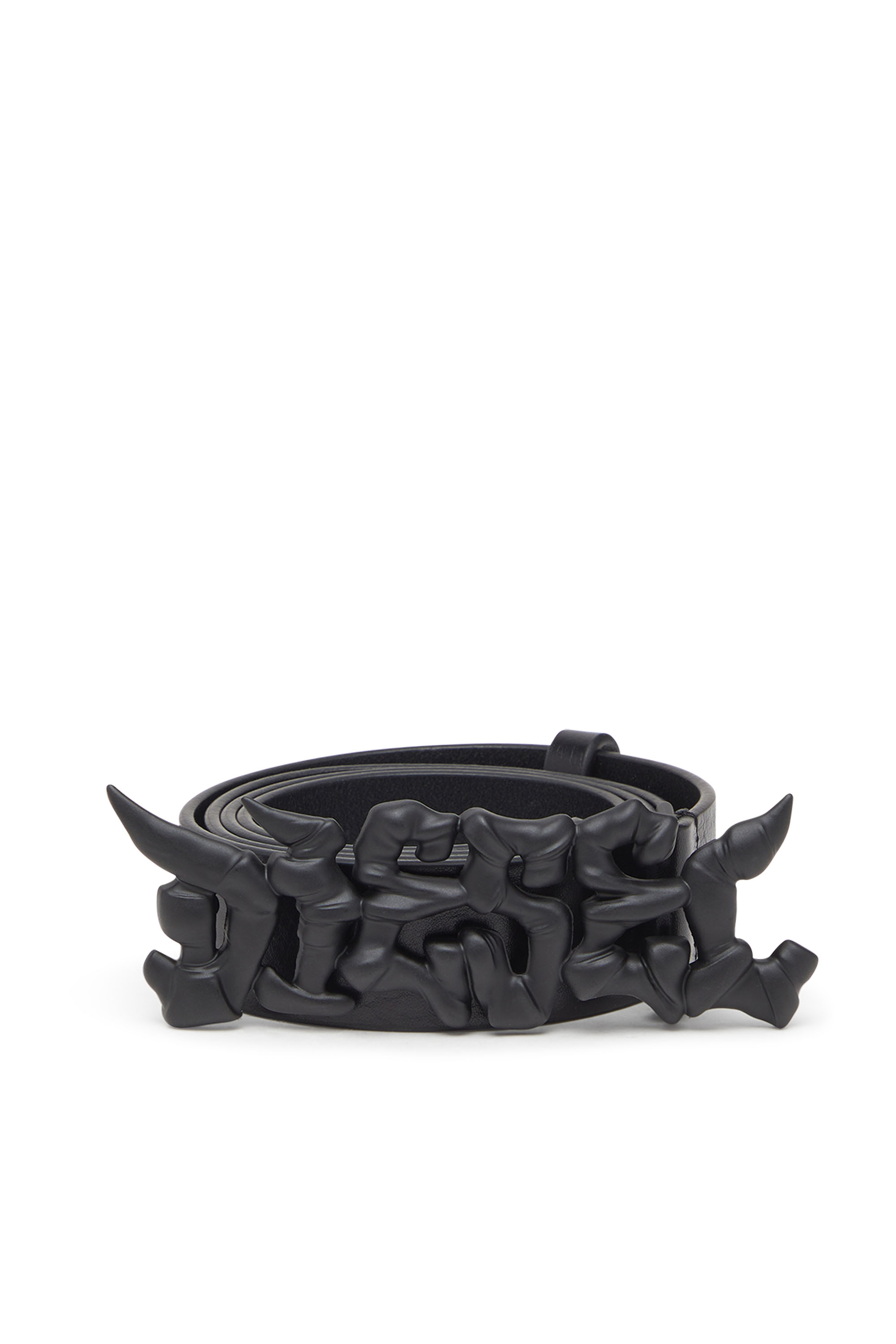 Diesel - B-GRAFFITI, Unisex's 3.5cm pull-up leather belt with graffiti buckle in Black - 1