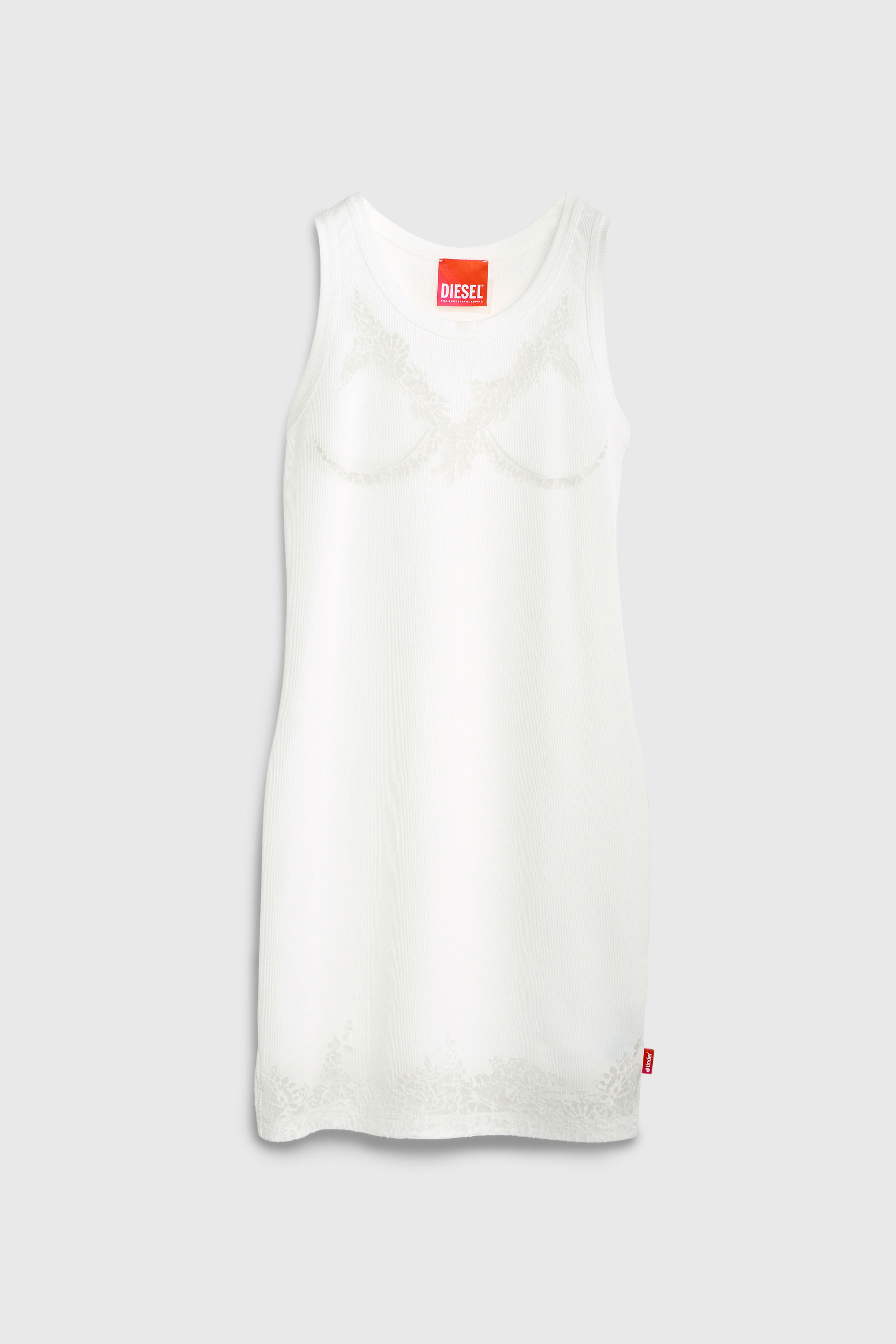 Diesel - PR-D-ANKI-LACE-R, Woman's Mini tank dress with devor&eacute; lace effect in White - 3
