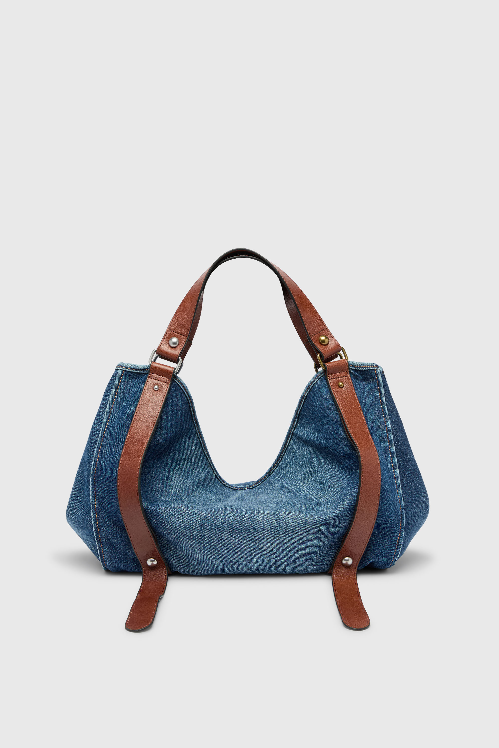 Diesel - D-ONE TOPHANDLE M, Woman's D-One-Medium top-handle bag in denim and leather in Blue - 2