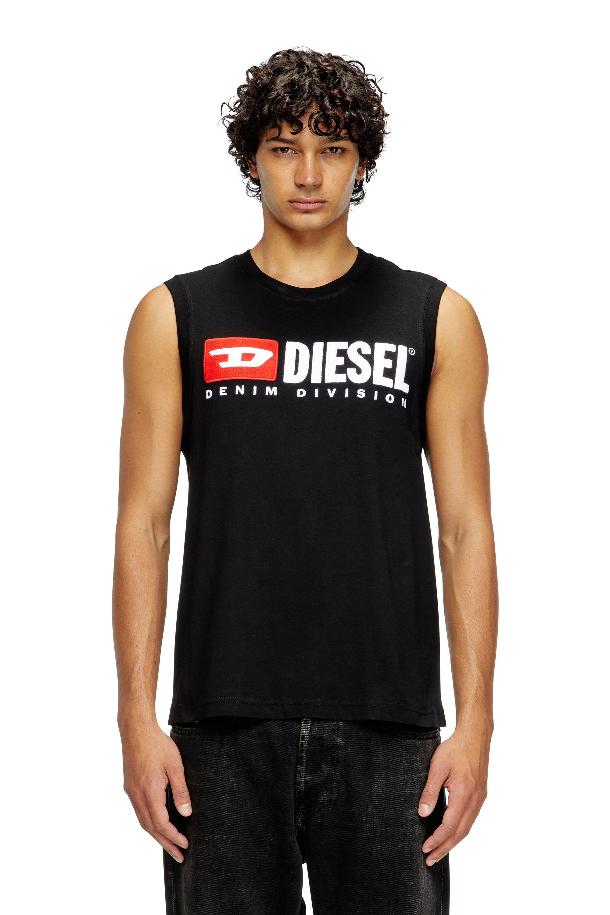 Diesel - T-ISCO-DIV, Man's Tank top with chest logo print in Black - 1
