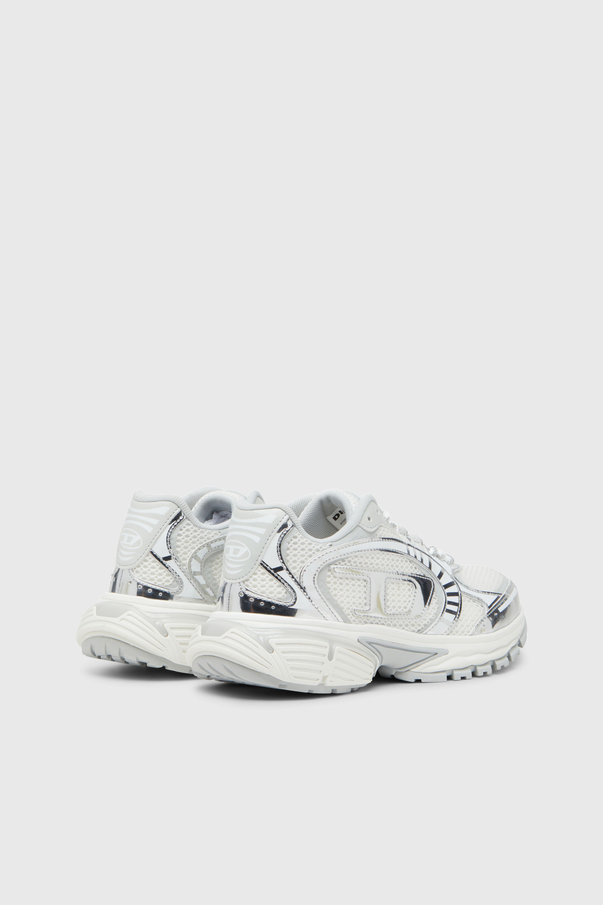 Diesel - S-PRO-V-DENSE LOW W, Woman's S-Pro-V-Dense-Metallic mesh sneakers with Oval D logo in White/Silver - 3