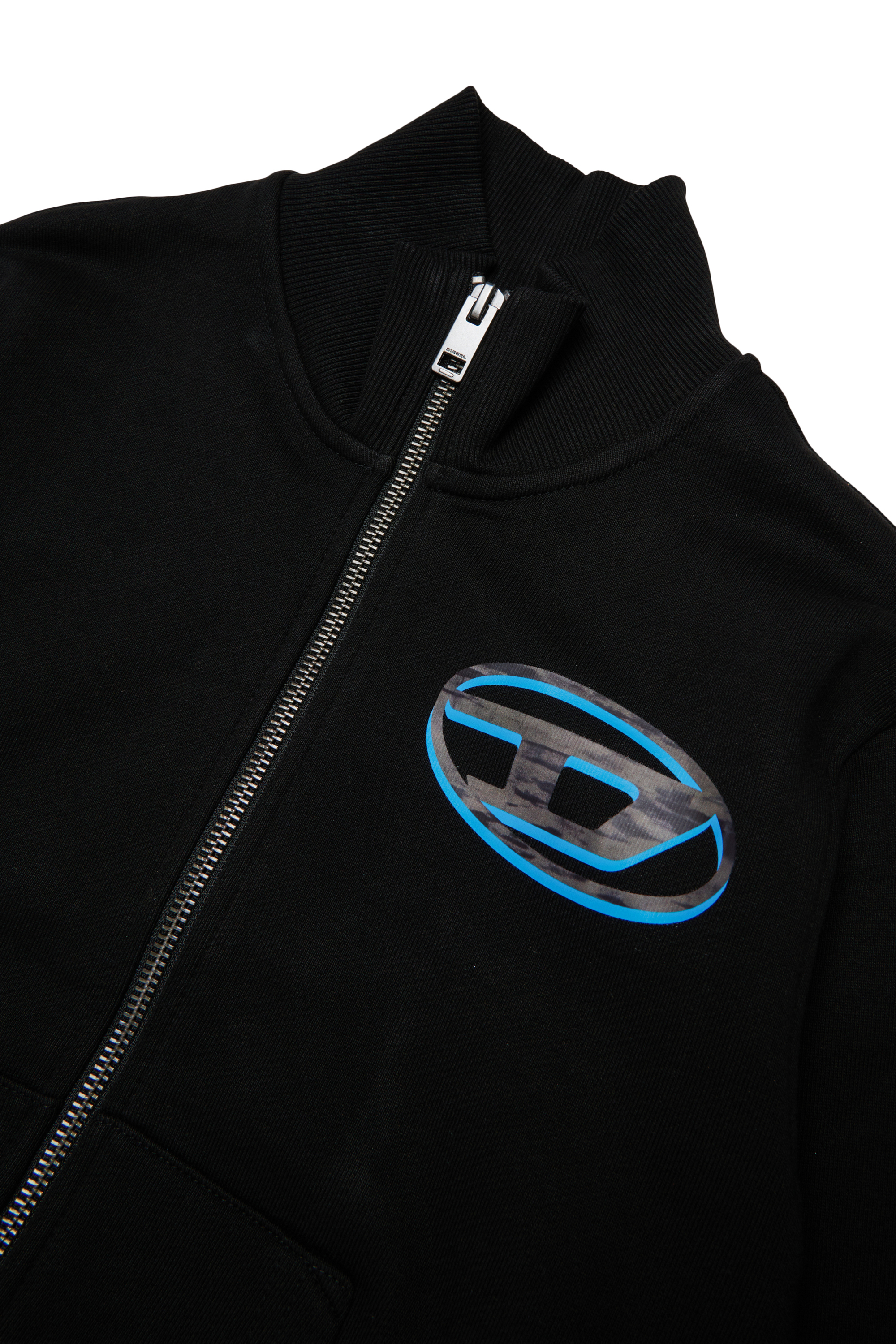 Diesel - SVELLYZIP OVER, Man's Zip-up sweatshirt with two-tone Oval D print in Black - 3