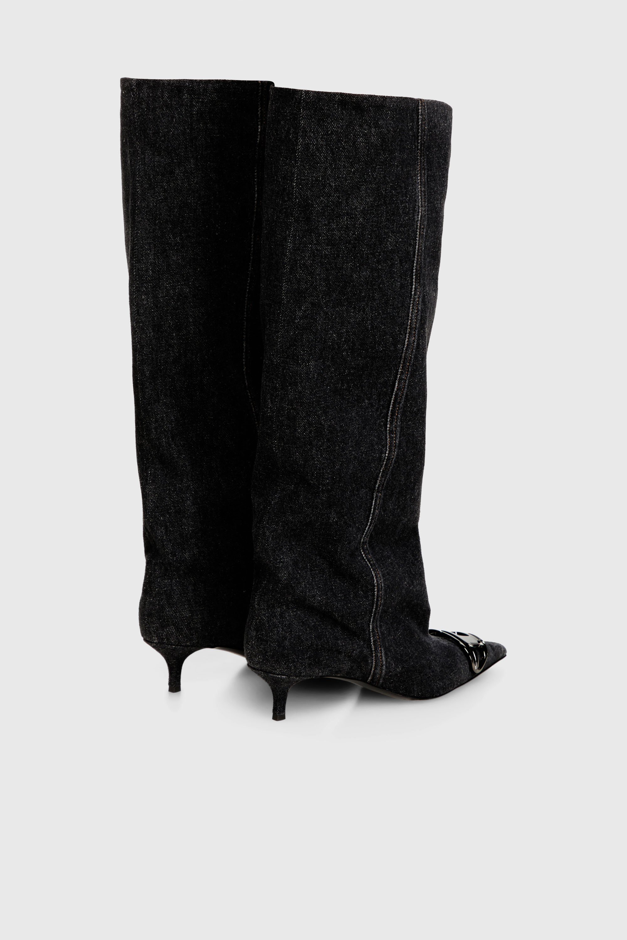 Diesel - D-VENUS KB SLOUCHY, Woman's D-Venus-Slouchy knee-high boot in denim in Black - 3