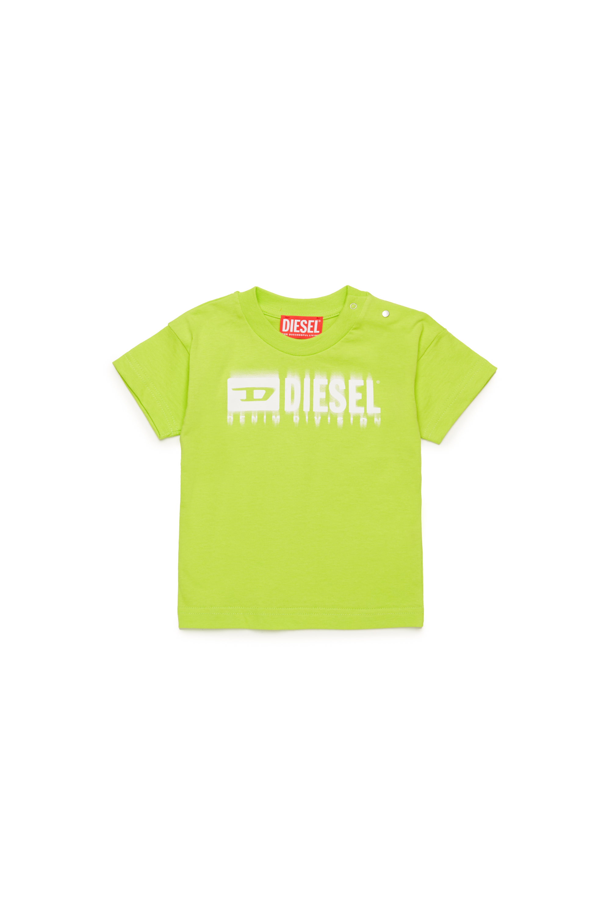 Diesel - TDIEGORL6MAB, Unisex's T-shirt with smudged logo in Green Fluo - 1