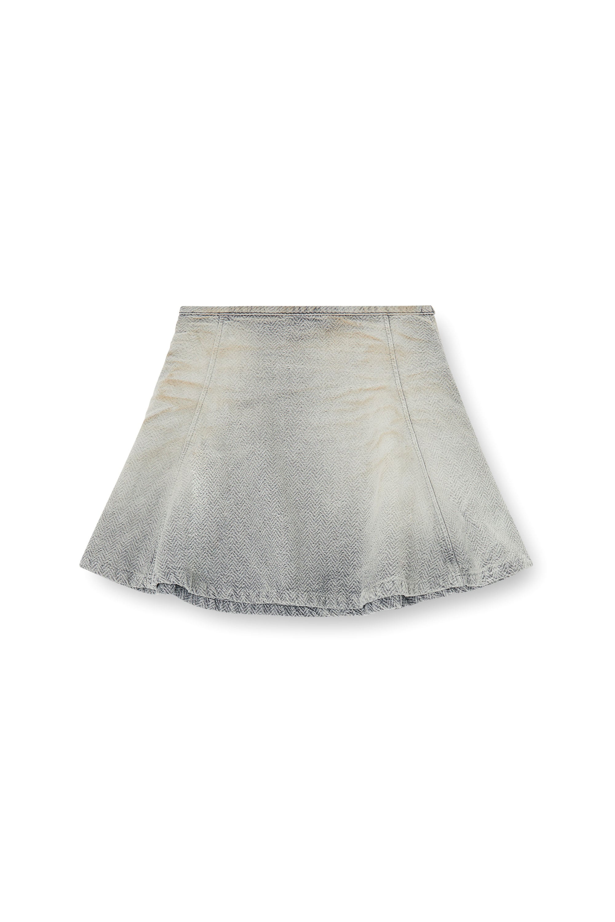 Diesel - DE-RAINE, Woman's Skirt in distressed herringbone denim in Grey - 4
