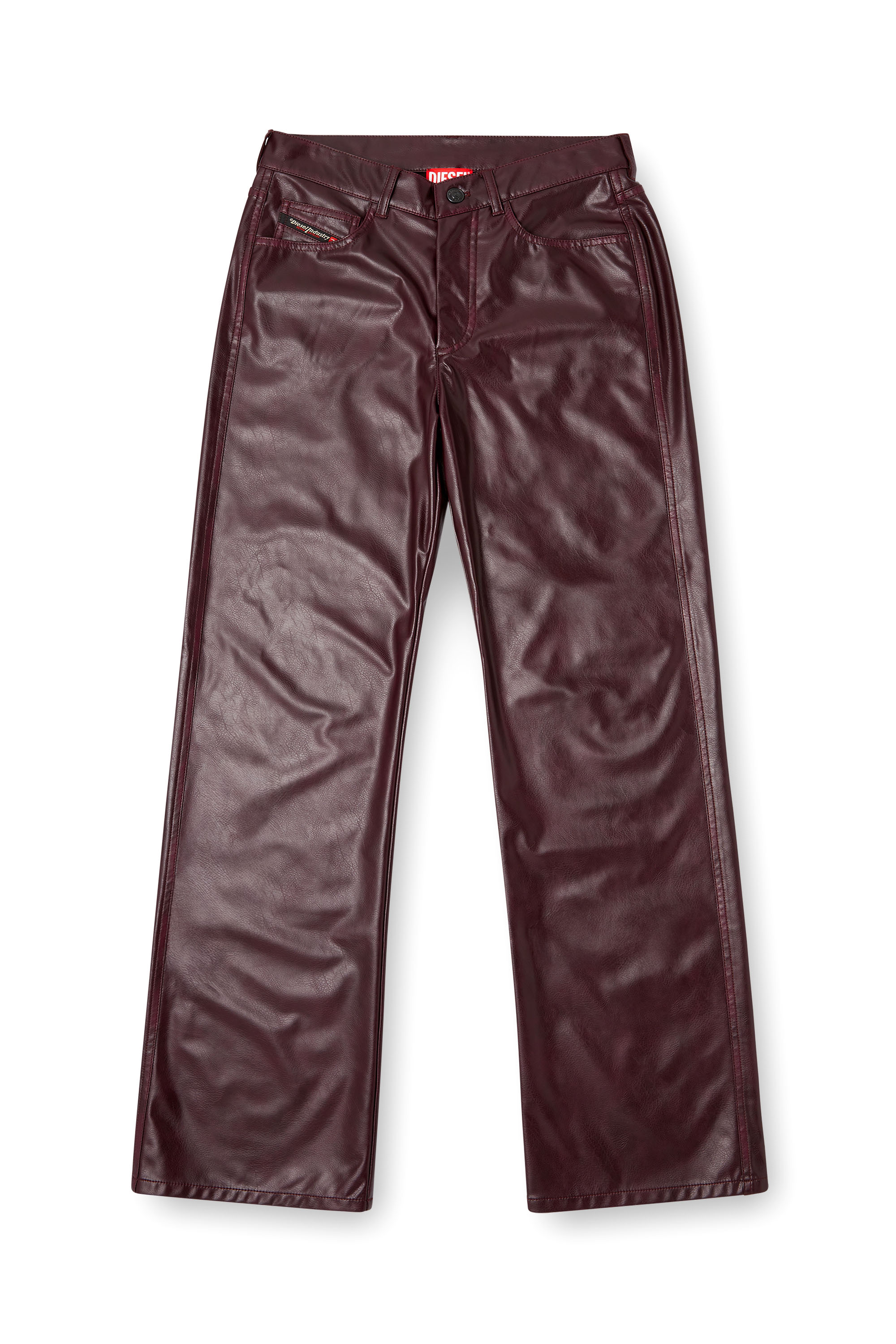 Diesel - FR-P-LAIN, Woman's Burgundy pants in coated fabric in Burgundy - 2