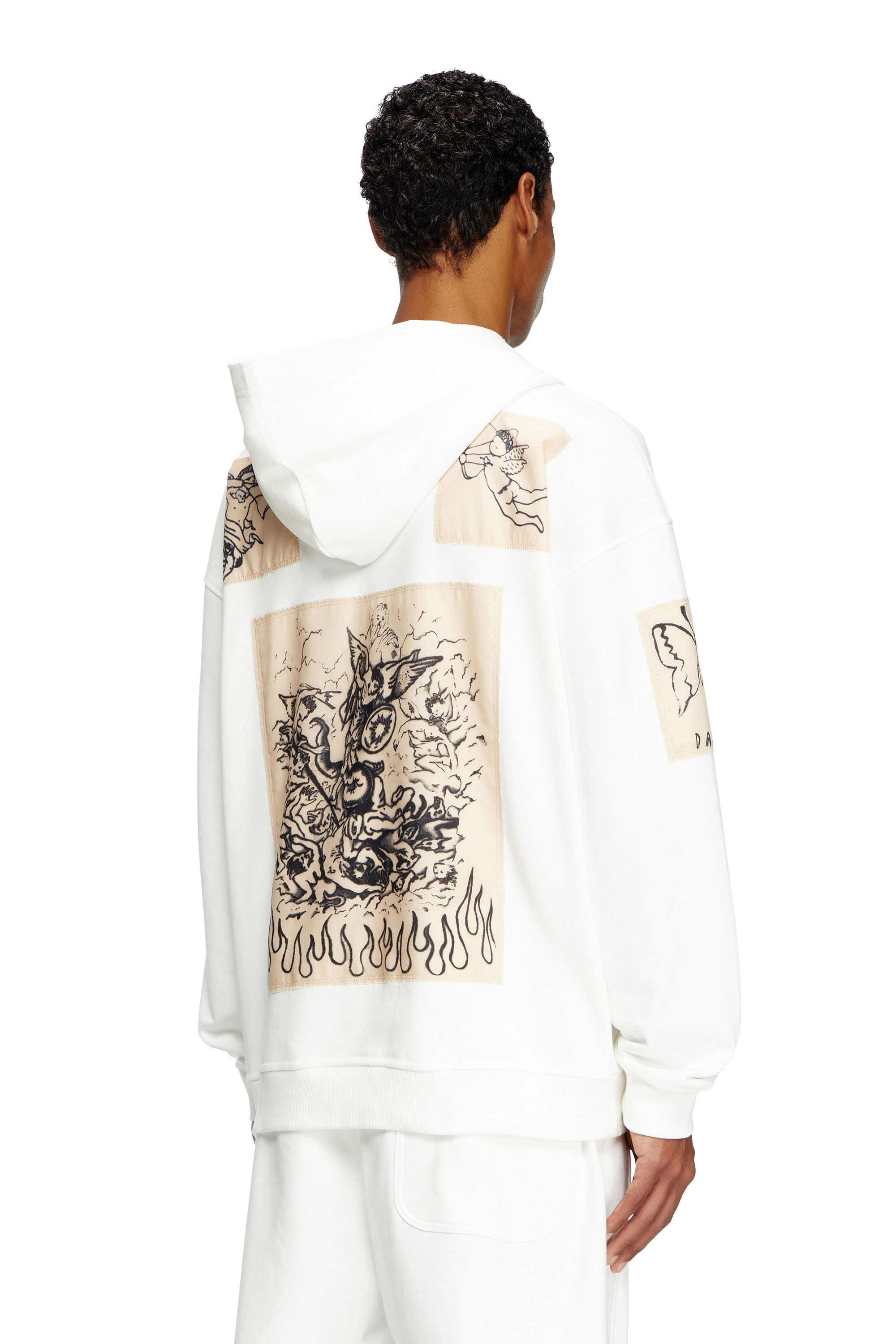 Diesel - S-BOXT-HOOD-DD, Unisex's Hoodie with tattoo patches in White - 5