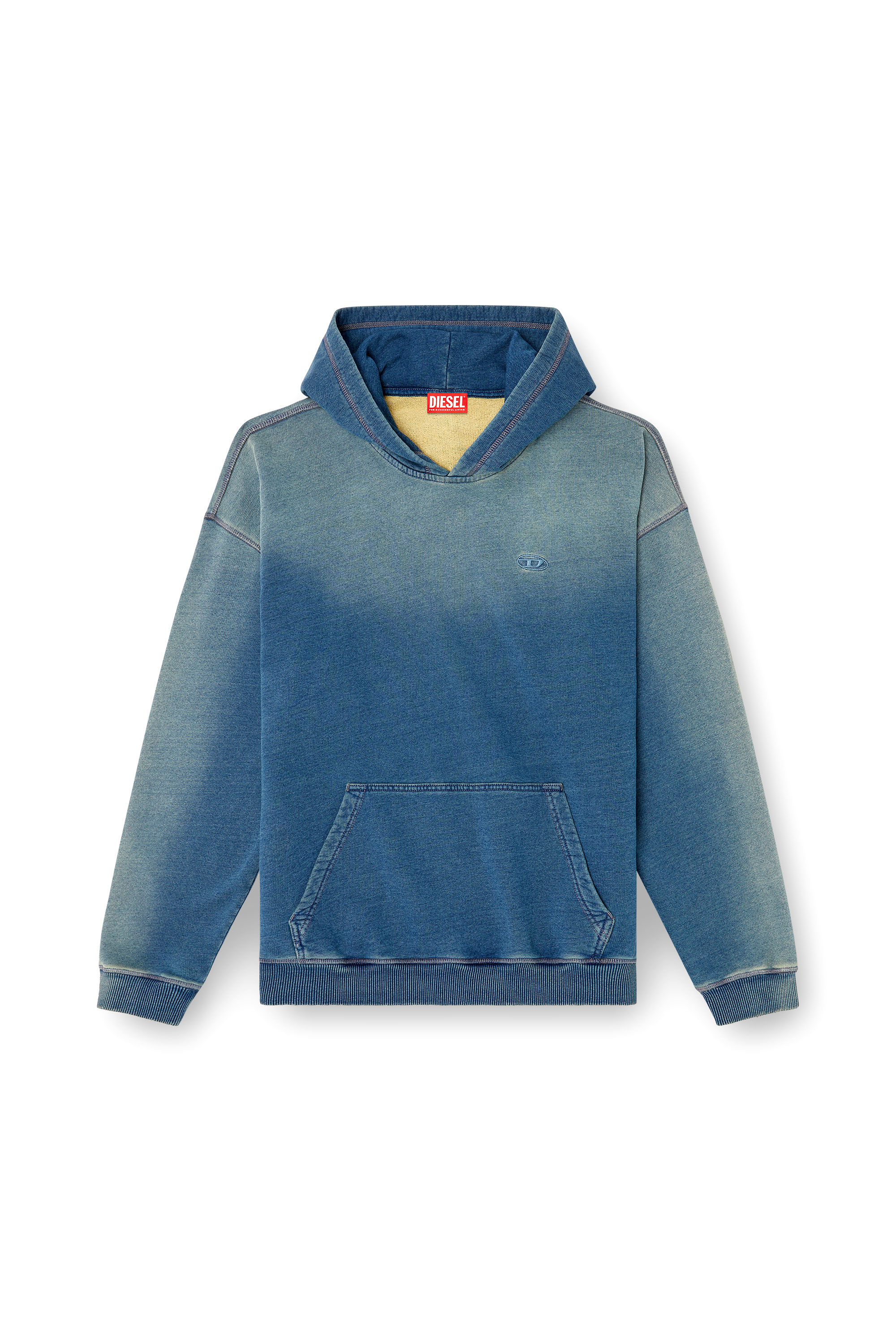 Diesel - S-BOXT-HOOD-R6, Man's Faded hoodie with logo embroidery in Blue - 2