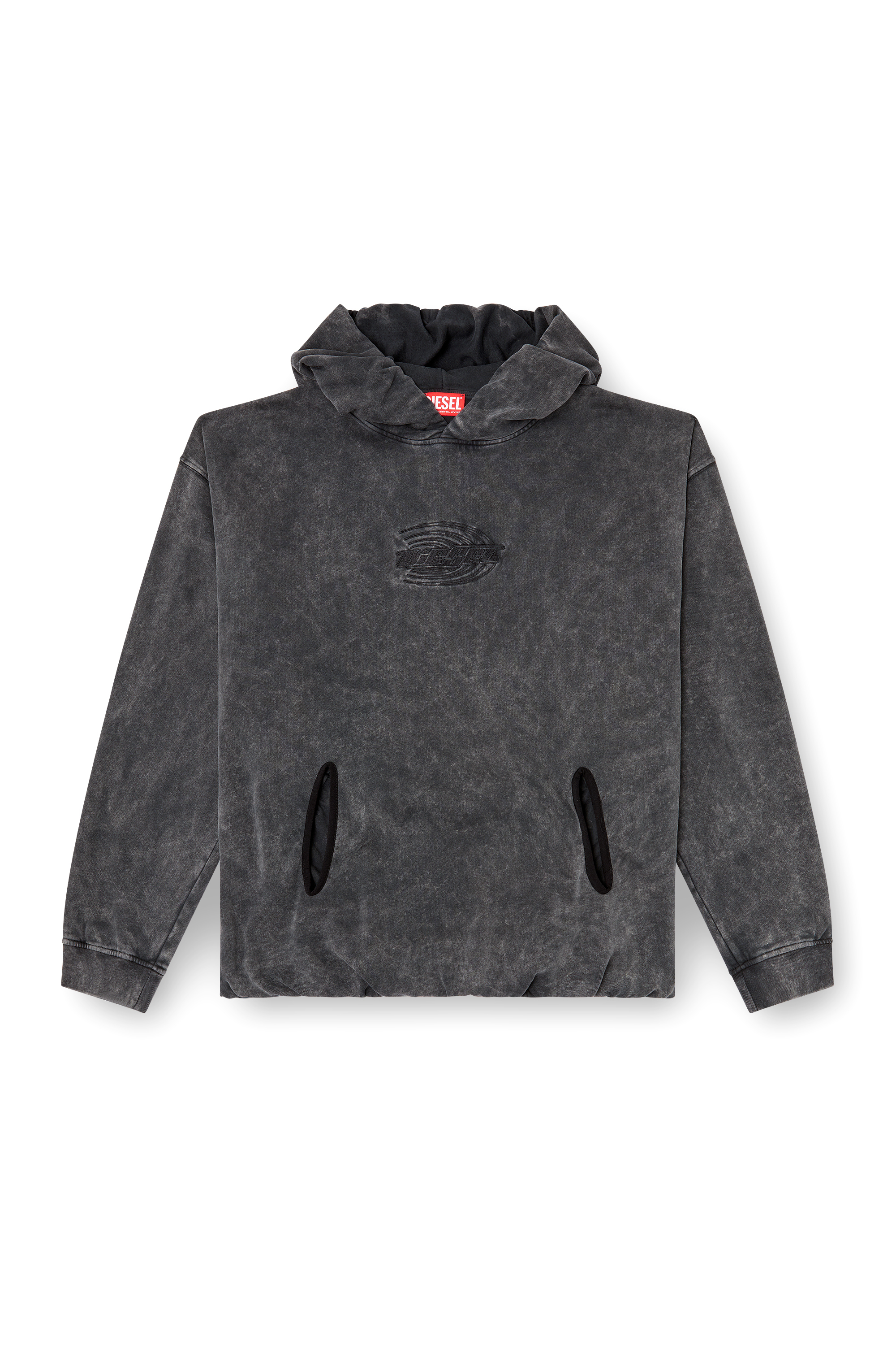 Diesel - S-BOXSTIC-HOOD, Unisex's Gathered acid-wash hoodie in Dark grey - 4