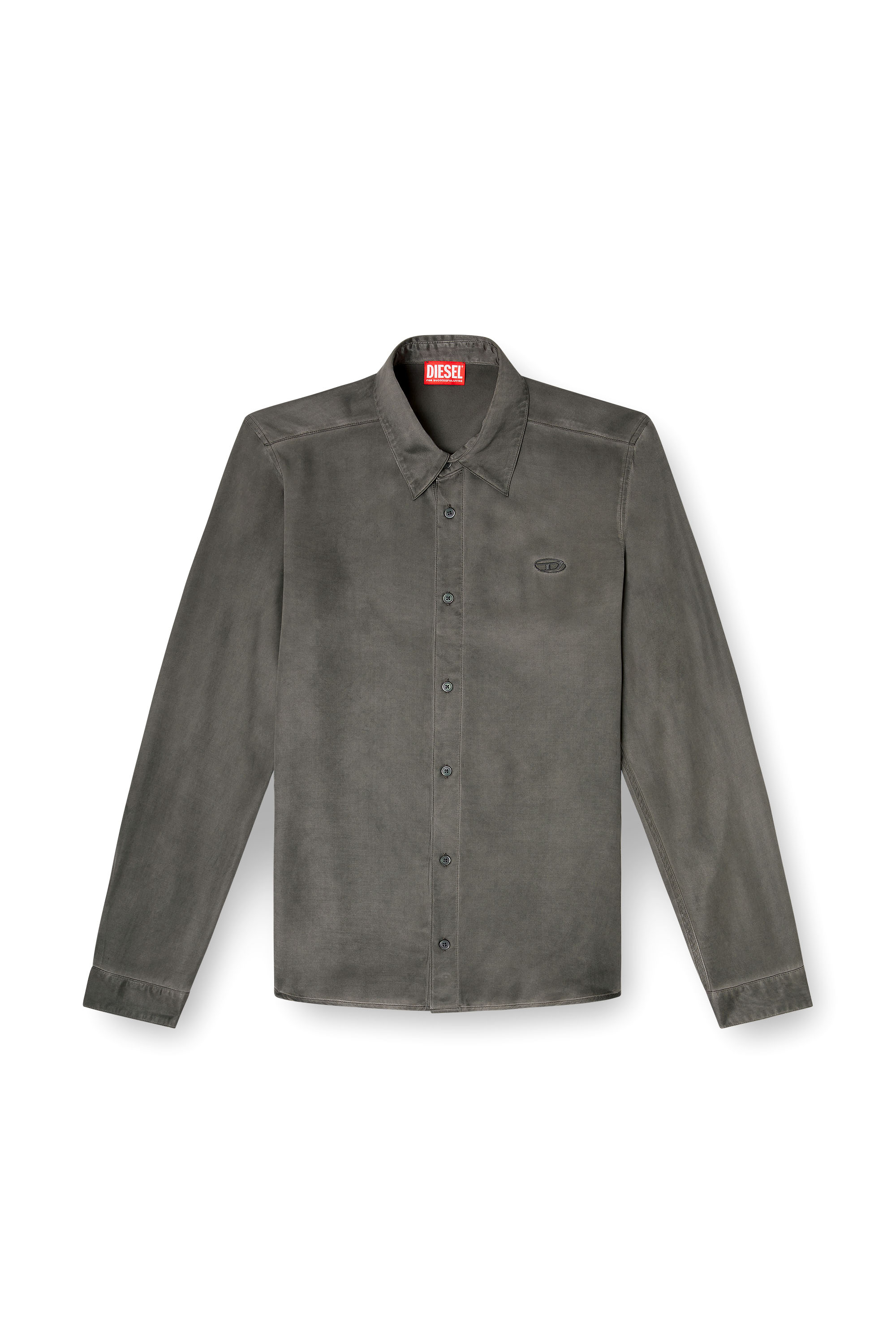 Diesel - S-KINNY-ALBG, Man's Shirt in treated fluid viscose in Dark grey - 3