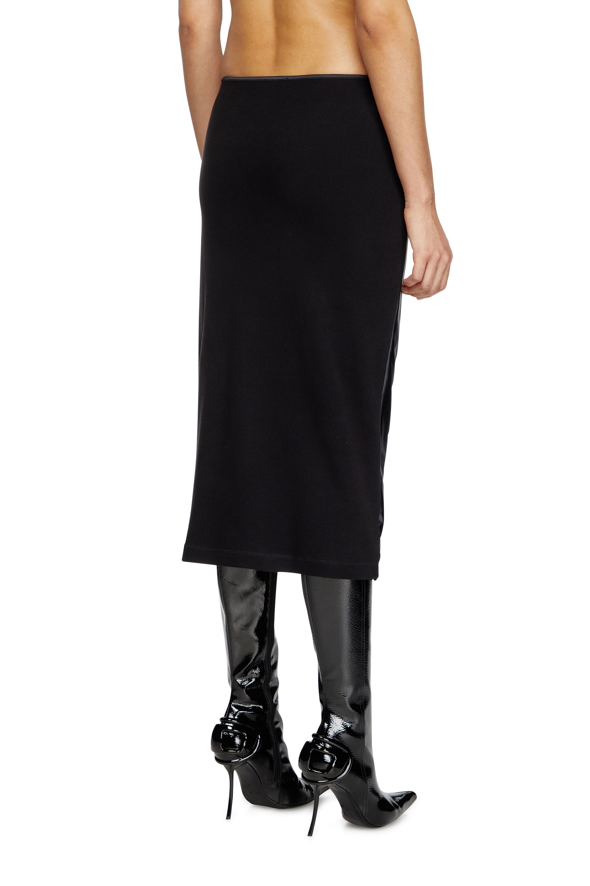 Diesel - O-SILV, Woman's Draped midi skirt with chintz finish in Black - 4