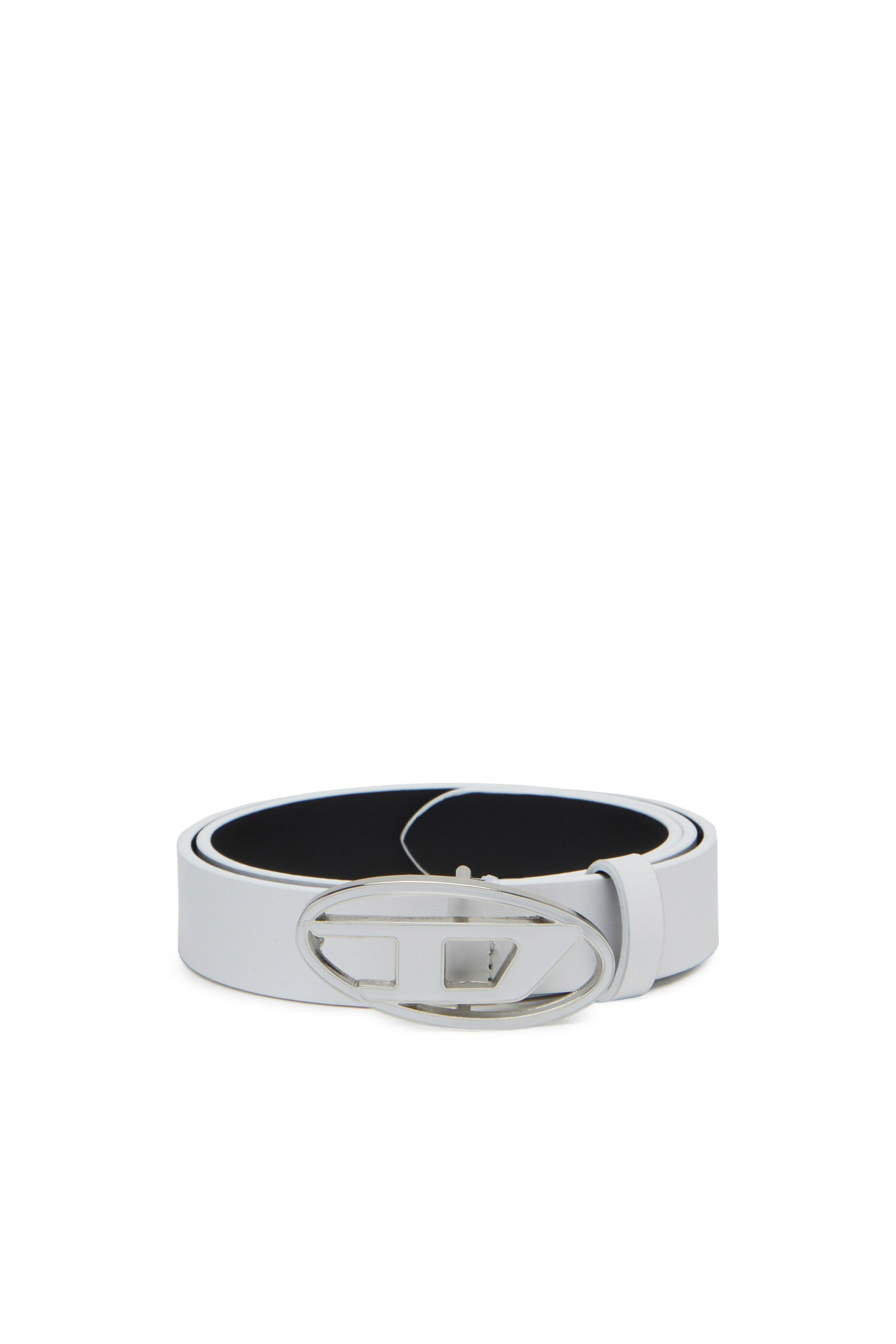 Diesel - B-1DR 25, Woman's 2.4cm leather belt with enamelled buckle in White - 1