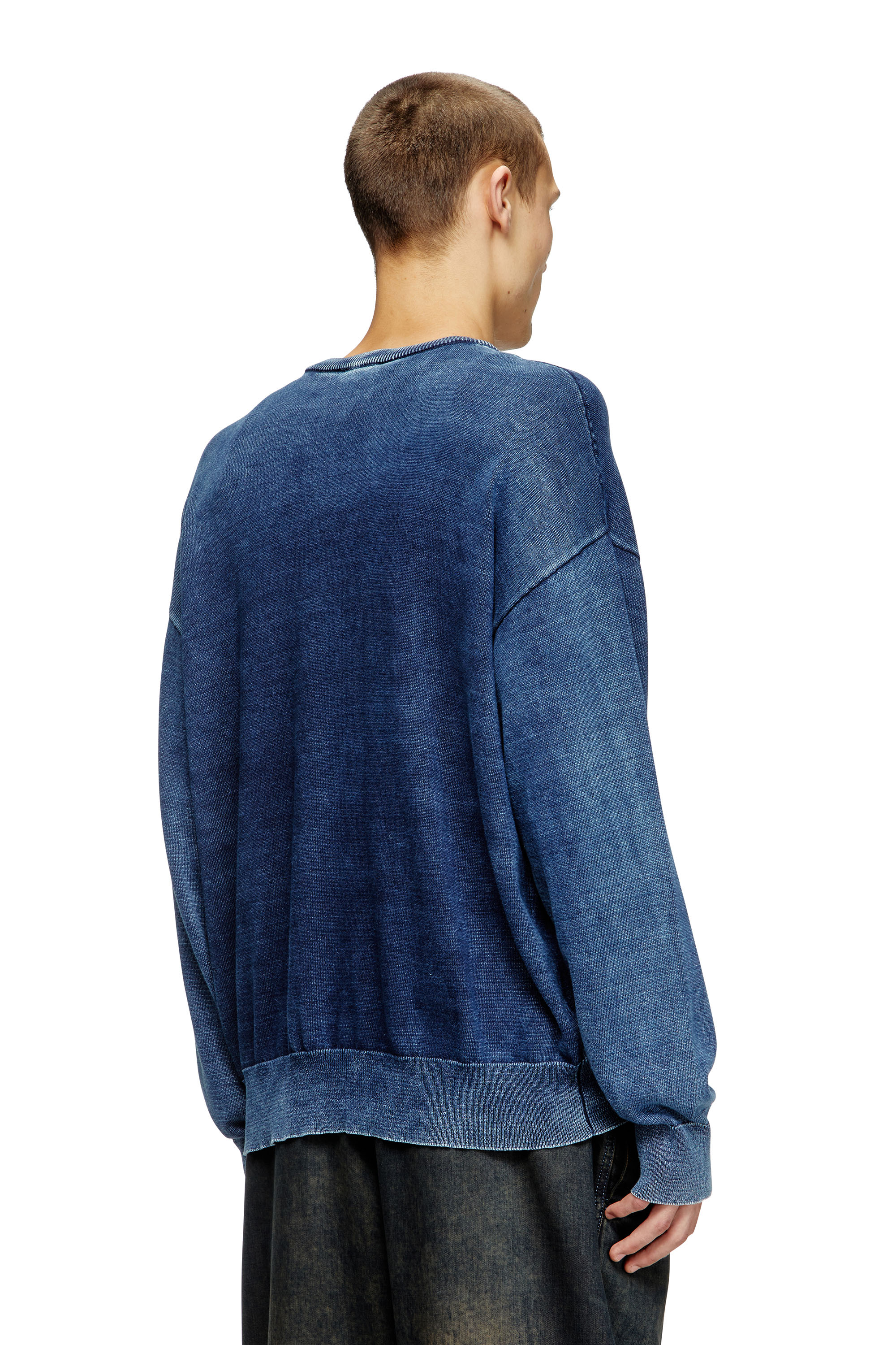 Diesel - K-FENICAR, Man's Indigo cardigan with Phoenix logo in Blue - 4